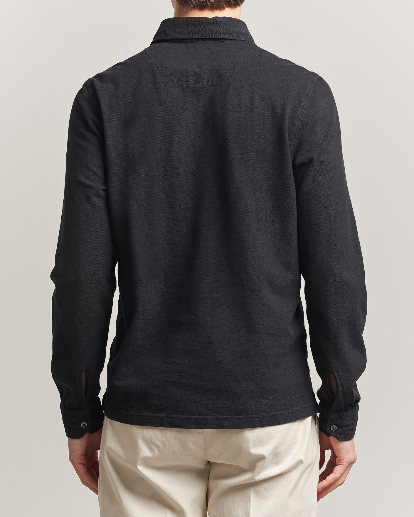 Heren | Polo's | Gran Sasso | Washed Long Sleeve Polo Black