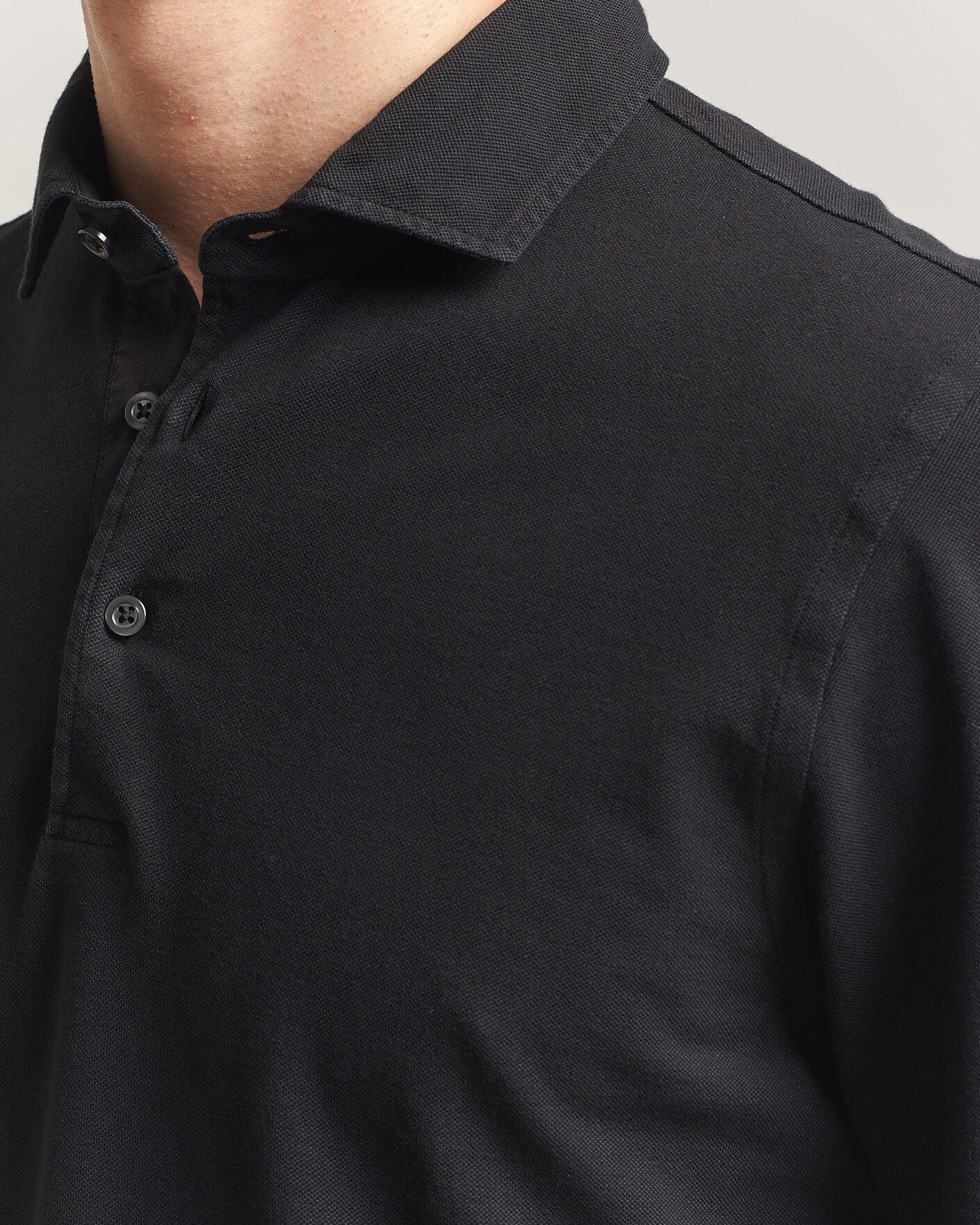 Heren | Polo's | Gran Sasso | Washed Long Sleeve Polo Black