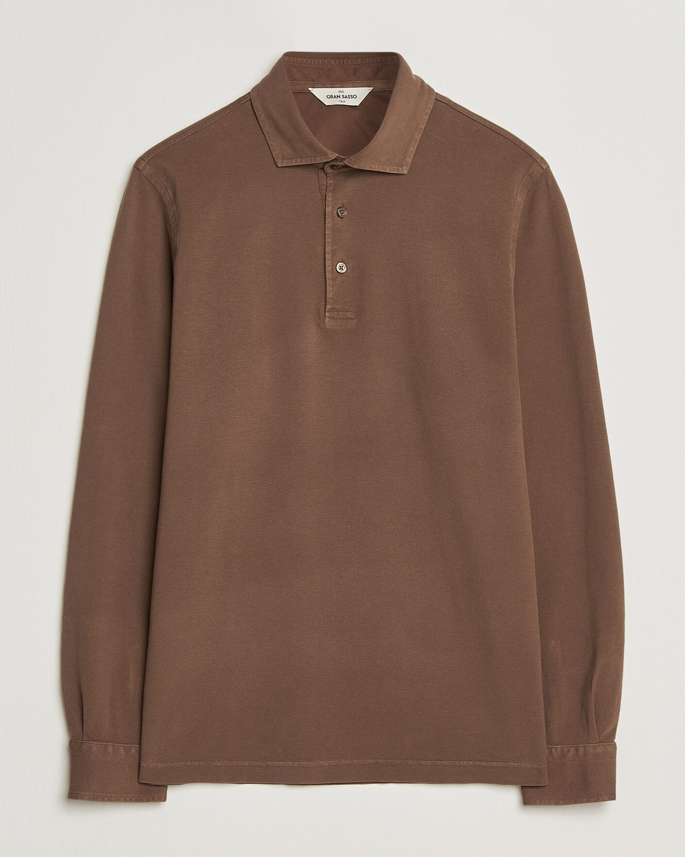 Heren | Polo's | Gran Sasso | Washed Long Sleeve Polo Brown