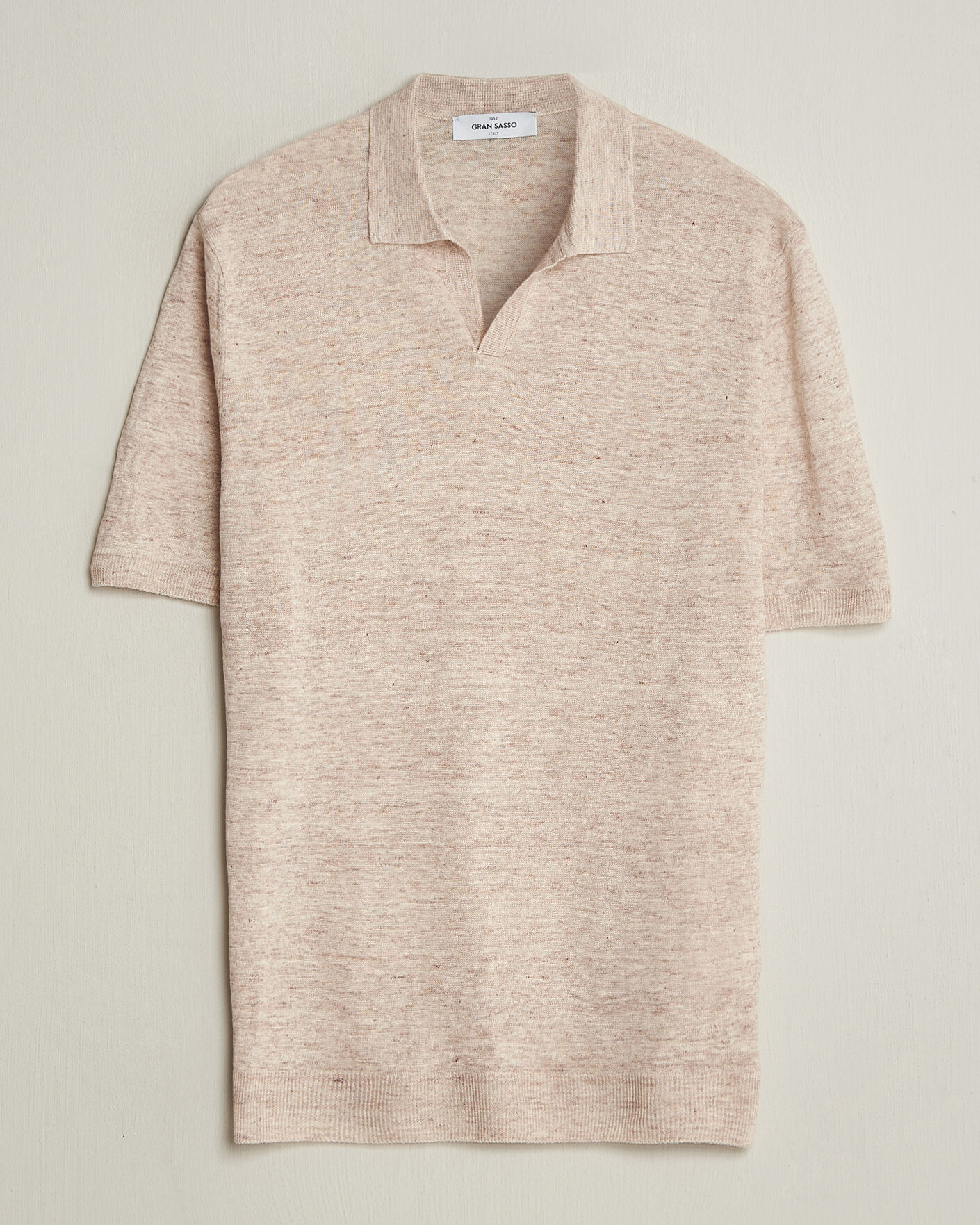 Heren | Polo's | Gran Sasso | Washed Knitted Linen Polo Beige Melange