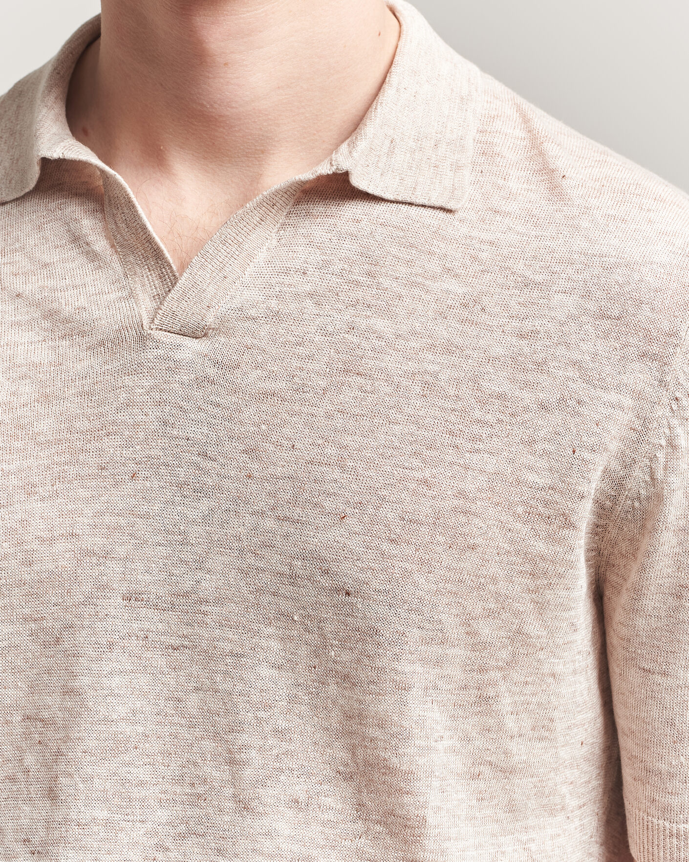 Heren | Polo's | Gran Sasso | Washed Knitted Linen Polo Beige Melange