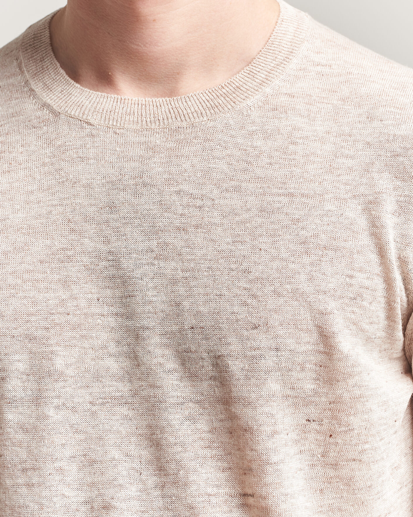 Heren | T-shirts | Gran Sasso | Washed Knitted Linen T-Shirt Beige Melange