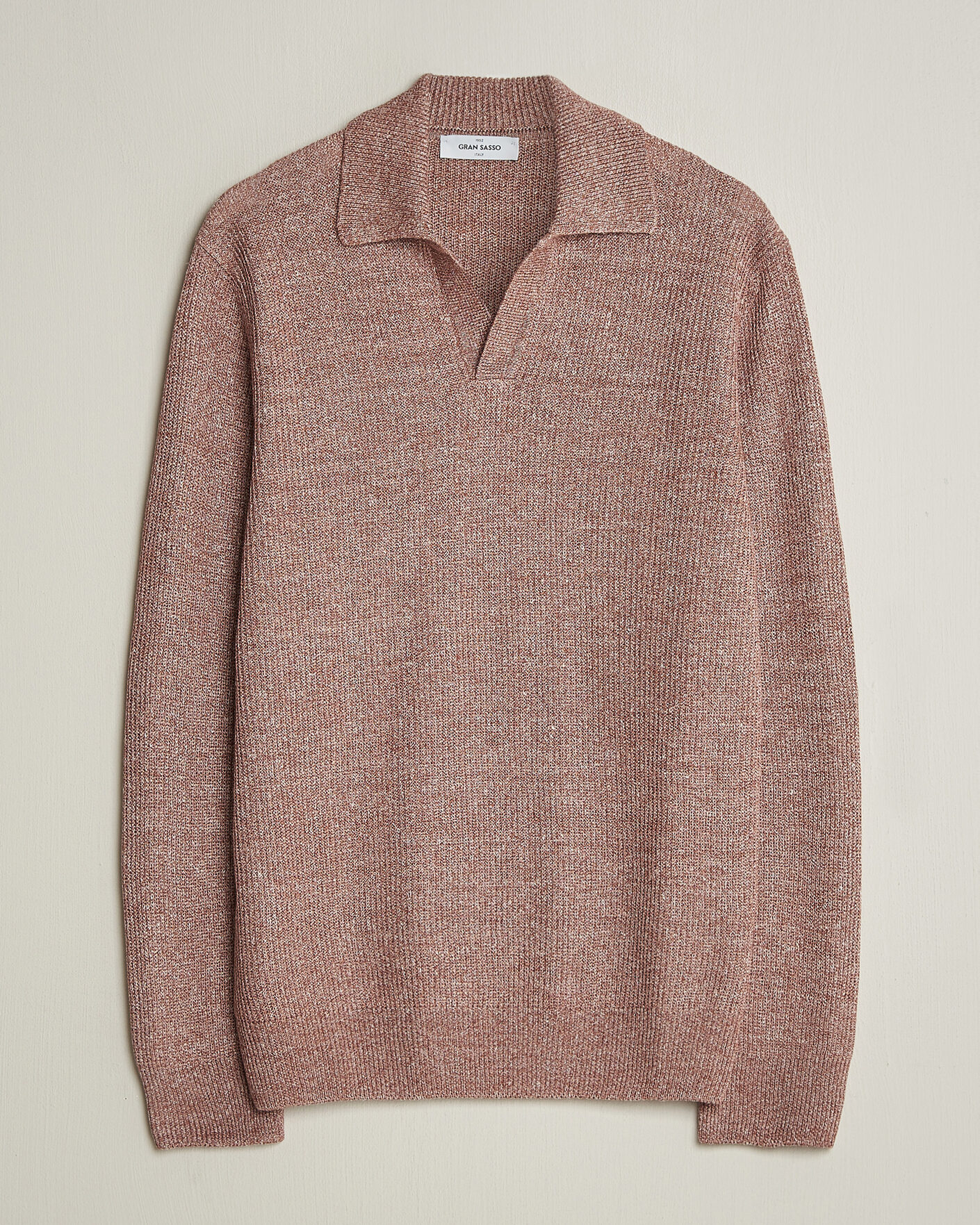 Heren | Truien | Gran Sasso | Linen/Cotton Open Collar Knitted Polo Rust Melange