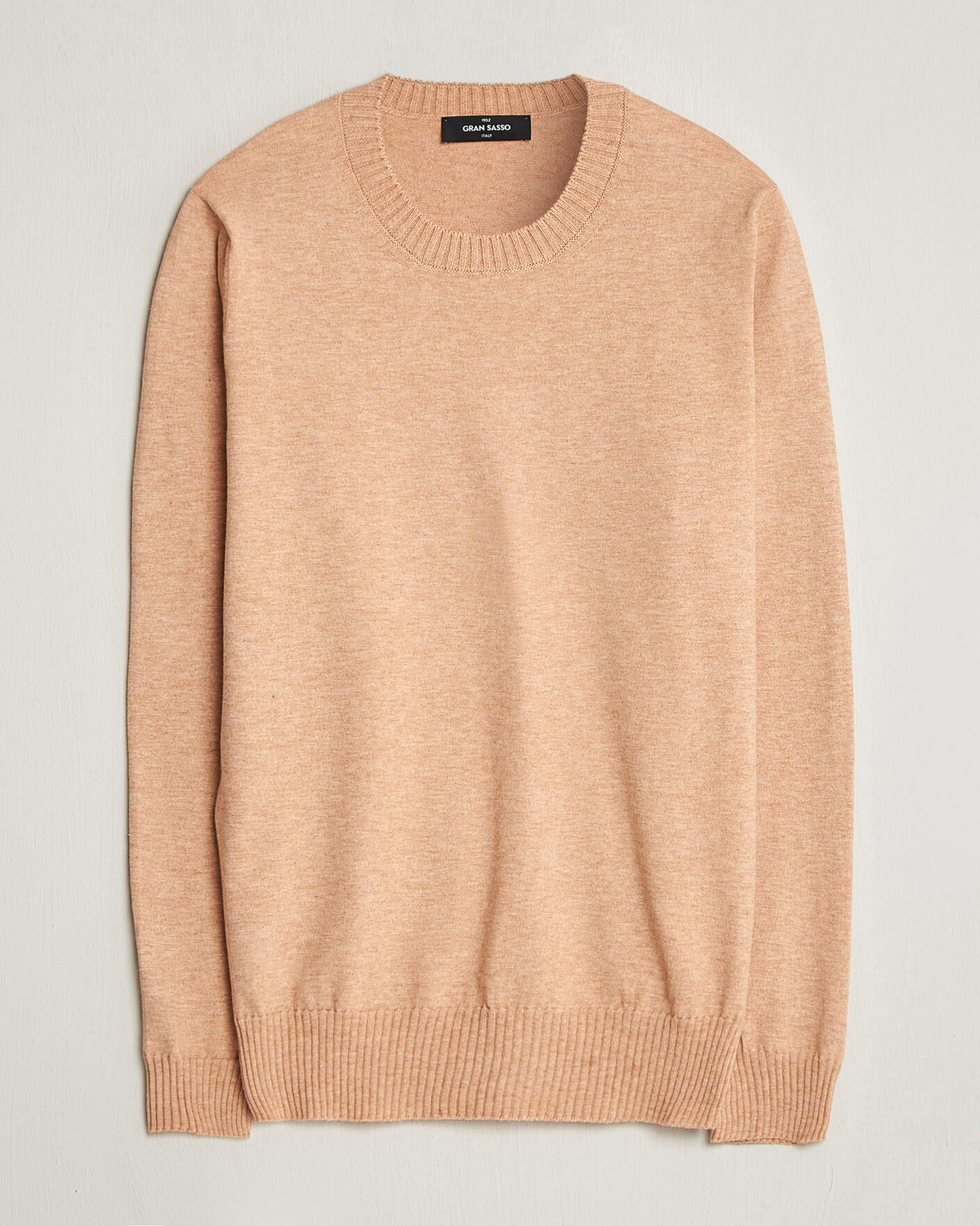 Heren | Truien | Gran Sasso | Cotton/Cashmere Knitted Crew Neck Sweater Apricot Orange Melange