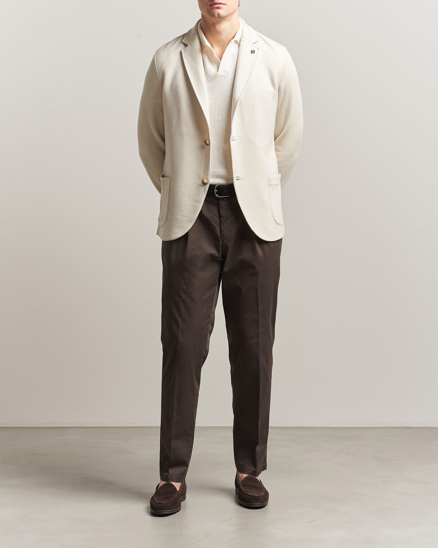 Heren | Blazers | Gran Sasso | Wool Knitted Blazer Cream