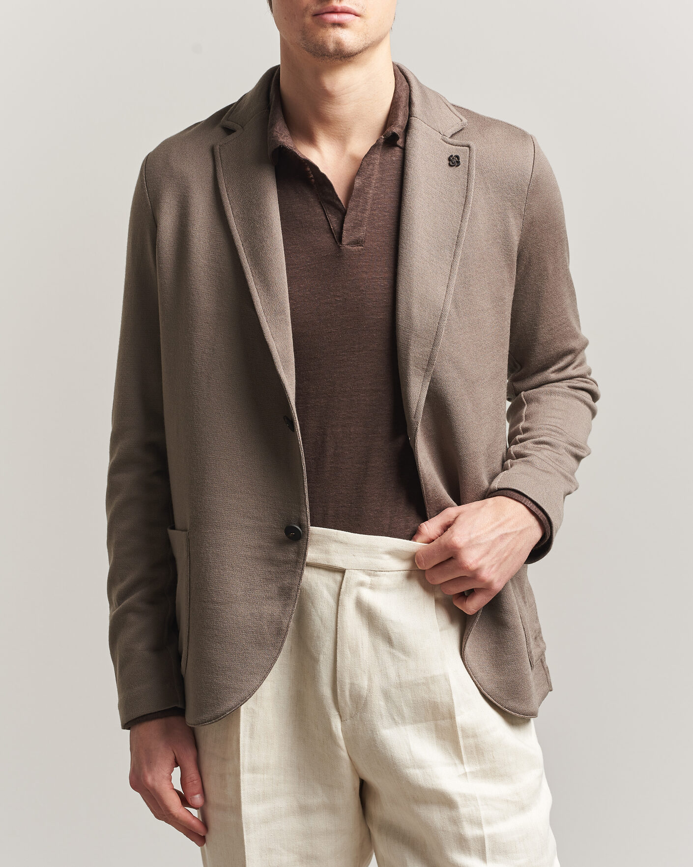 Heren | Blazers | Gran Sasso | Wool Knitted Blazer Brown