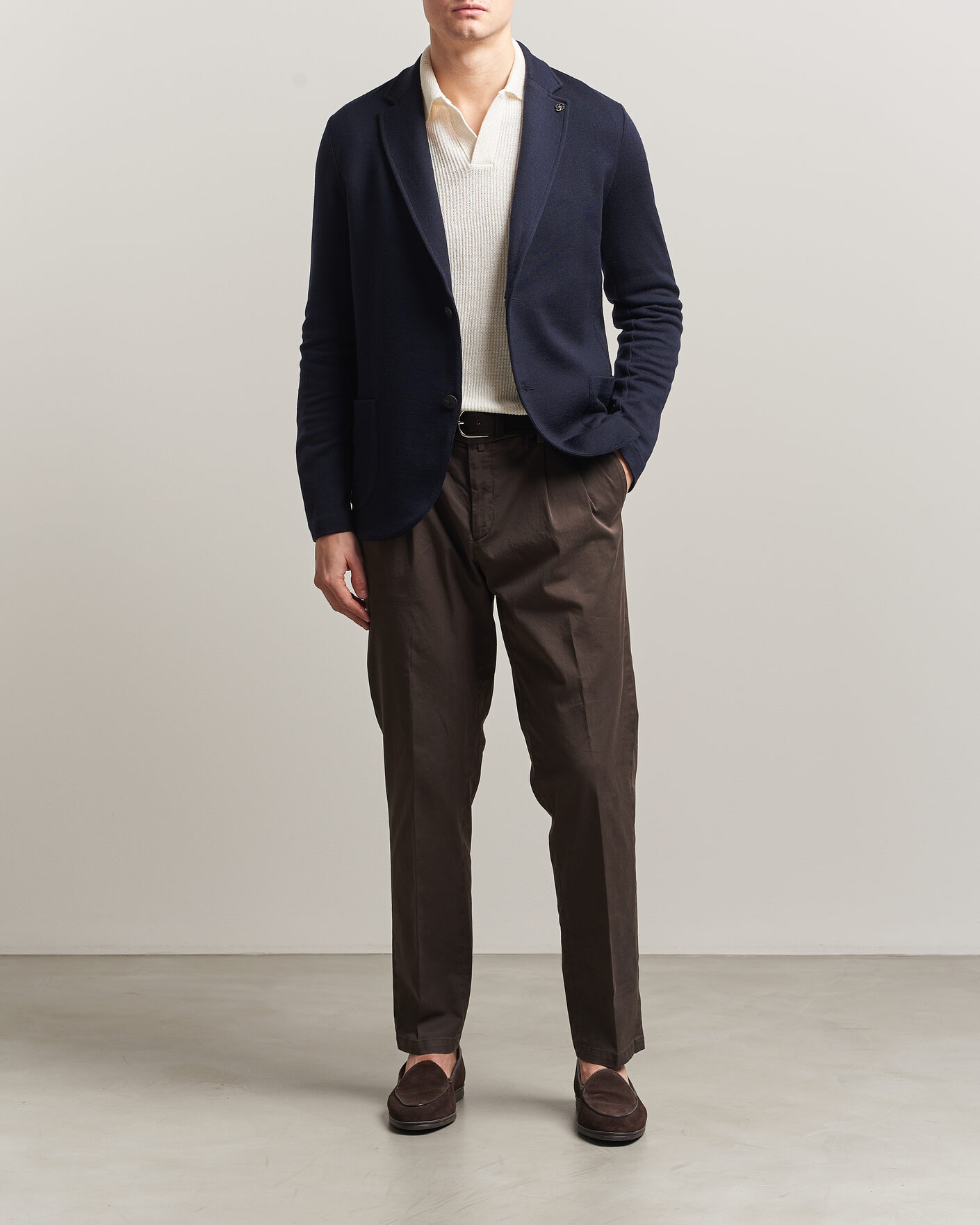 Heren | Blazers | Gran Sasso | Wool Knitted Blazer Navy