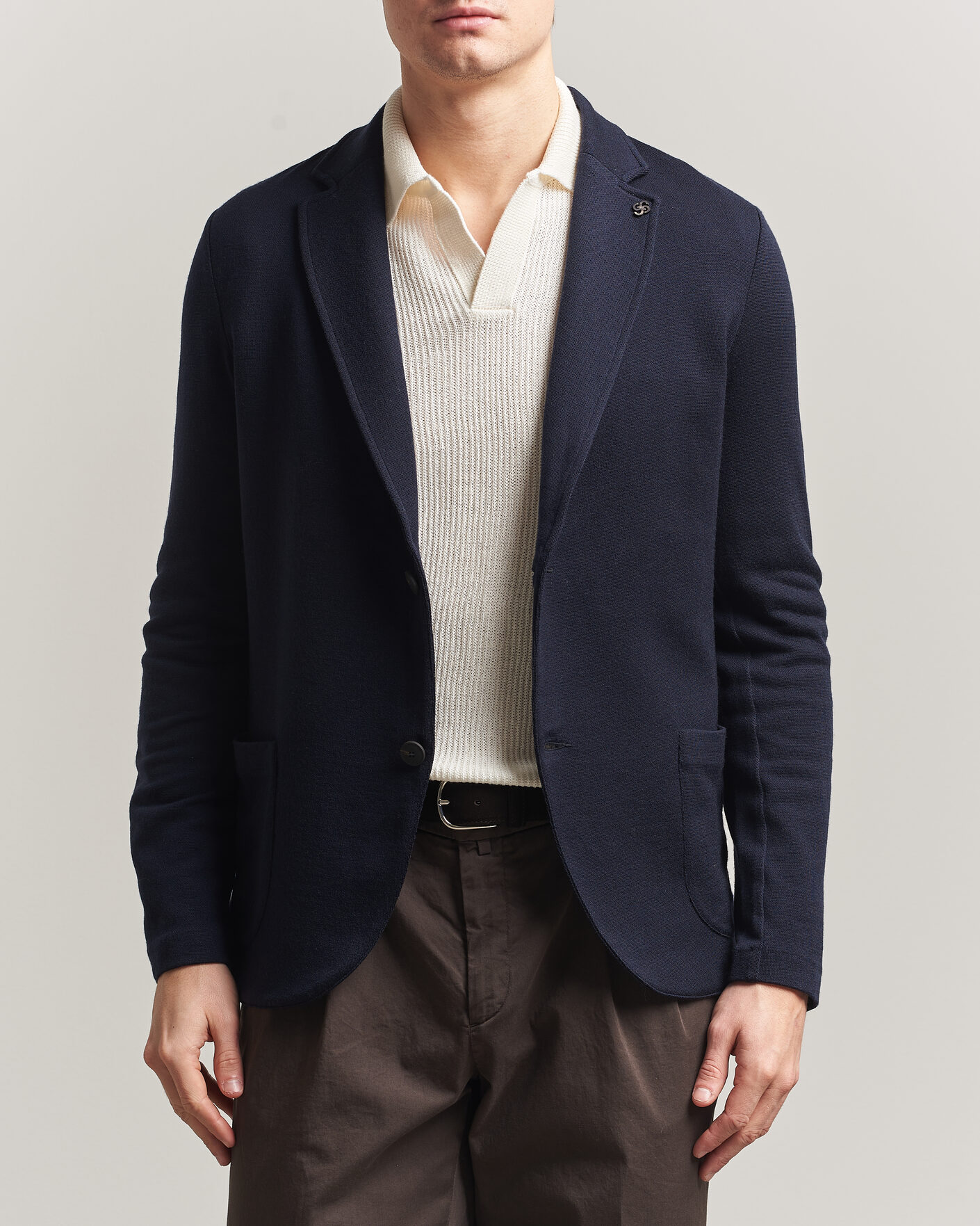 Heren | Blazers | Gran Sasso | Wool Knitted Blazer Navy