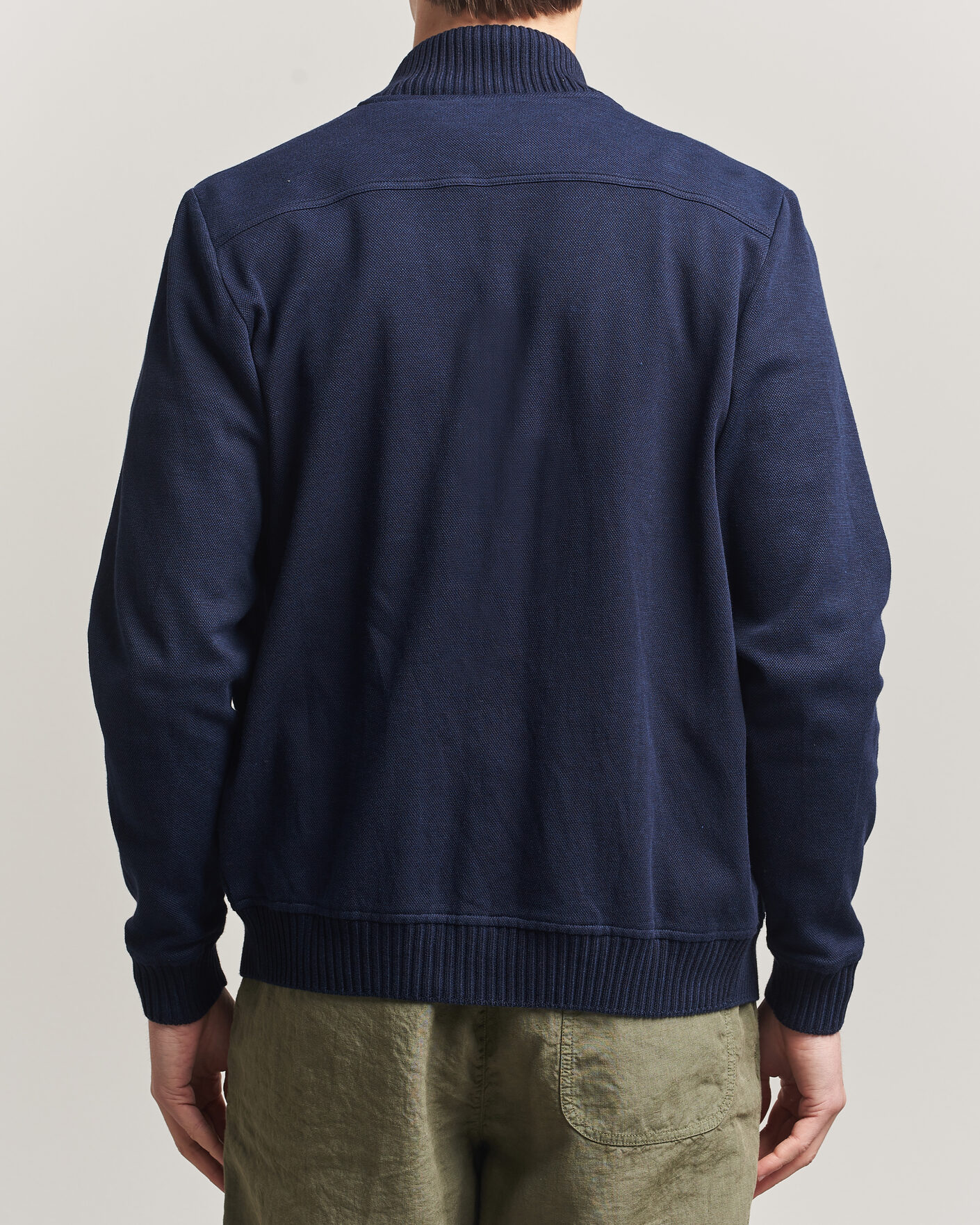Heren | Jassen | Gran Sasso | Cotton Pocket Knitted Bomber Jacket Navy