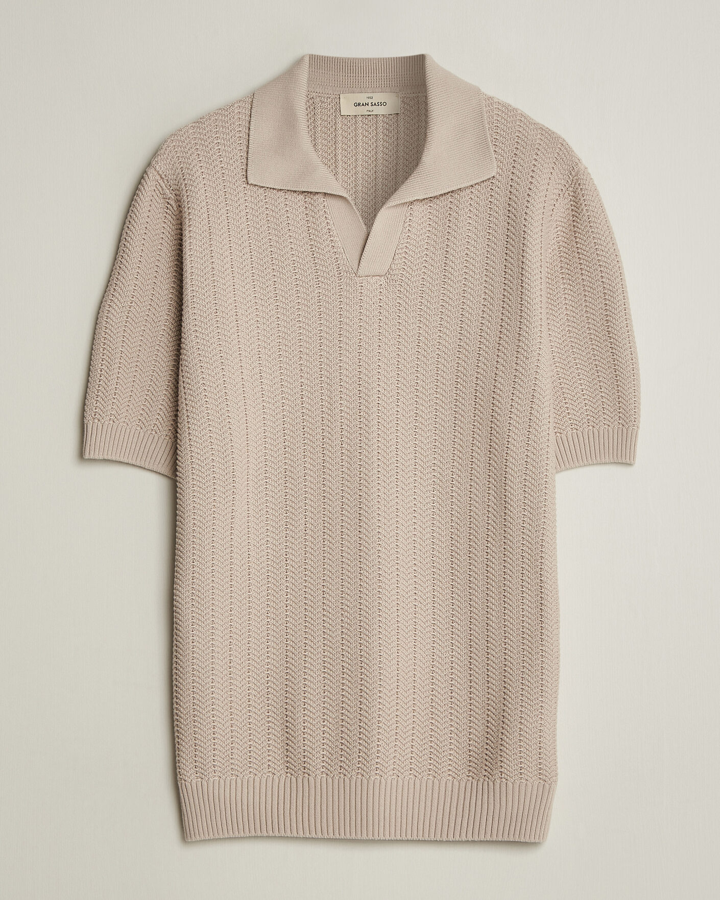 Heren | Polo's | Gran Sasso | Cotton Structured Knitted Polo Beige