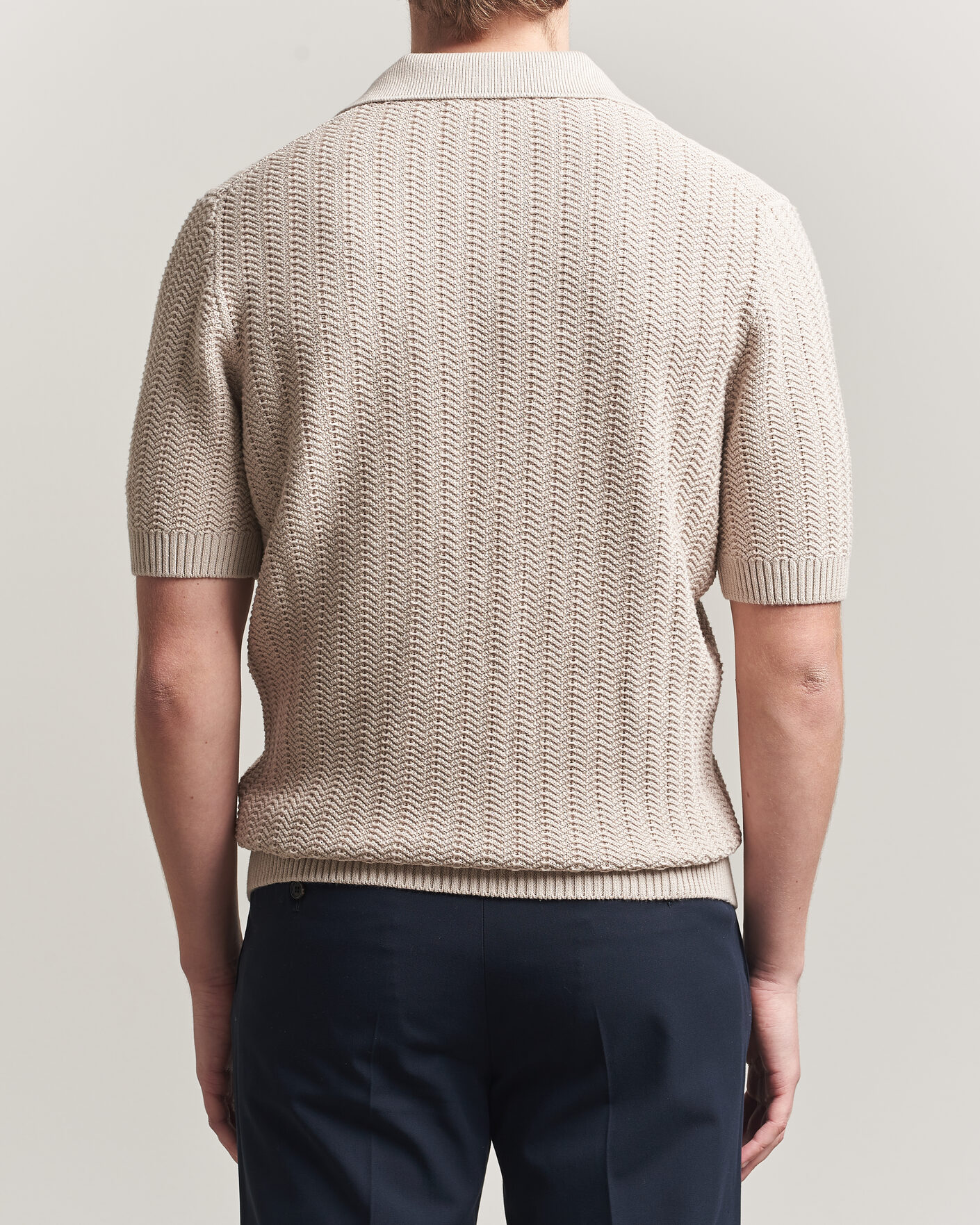 Heren | Polo's | Gran Sasso | Cotton Structured Knitted Polo Beige