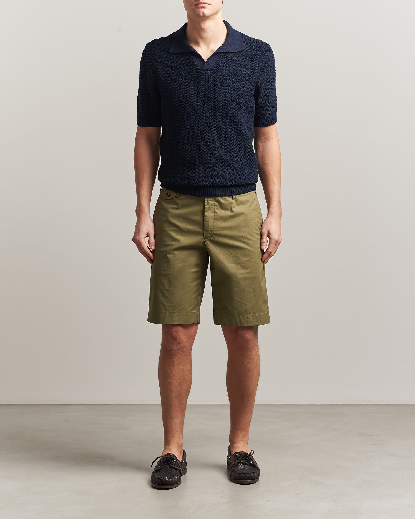 Heren | Polo's | Gran Sasso | Cotton Structured Knitted Polo Navy
