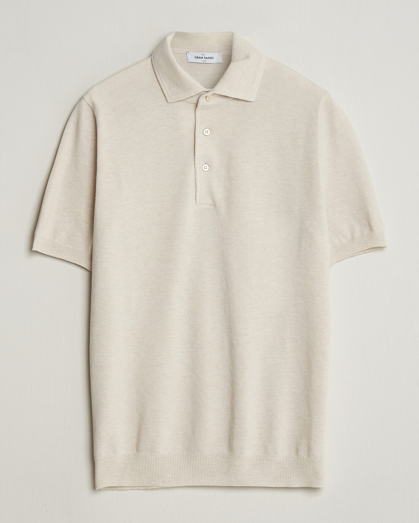 Heren | Polo's | Gran Sasso | Cotton Textured Knitted Polo Light Beige