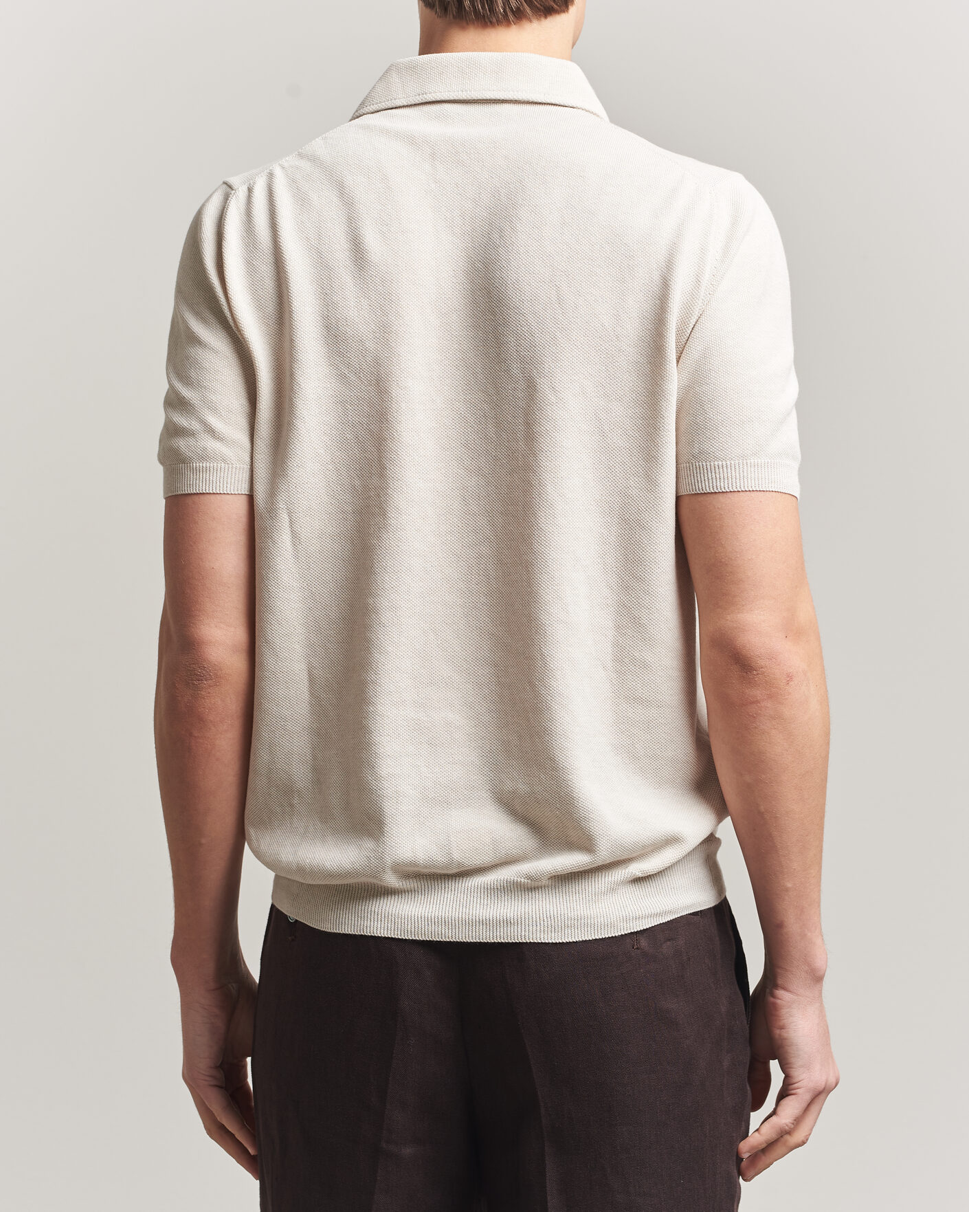 Heren | Polo's | Gran Sasso | Cotton Textured Knitted Polo Light Beige