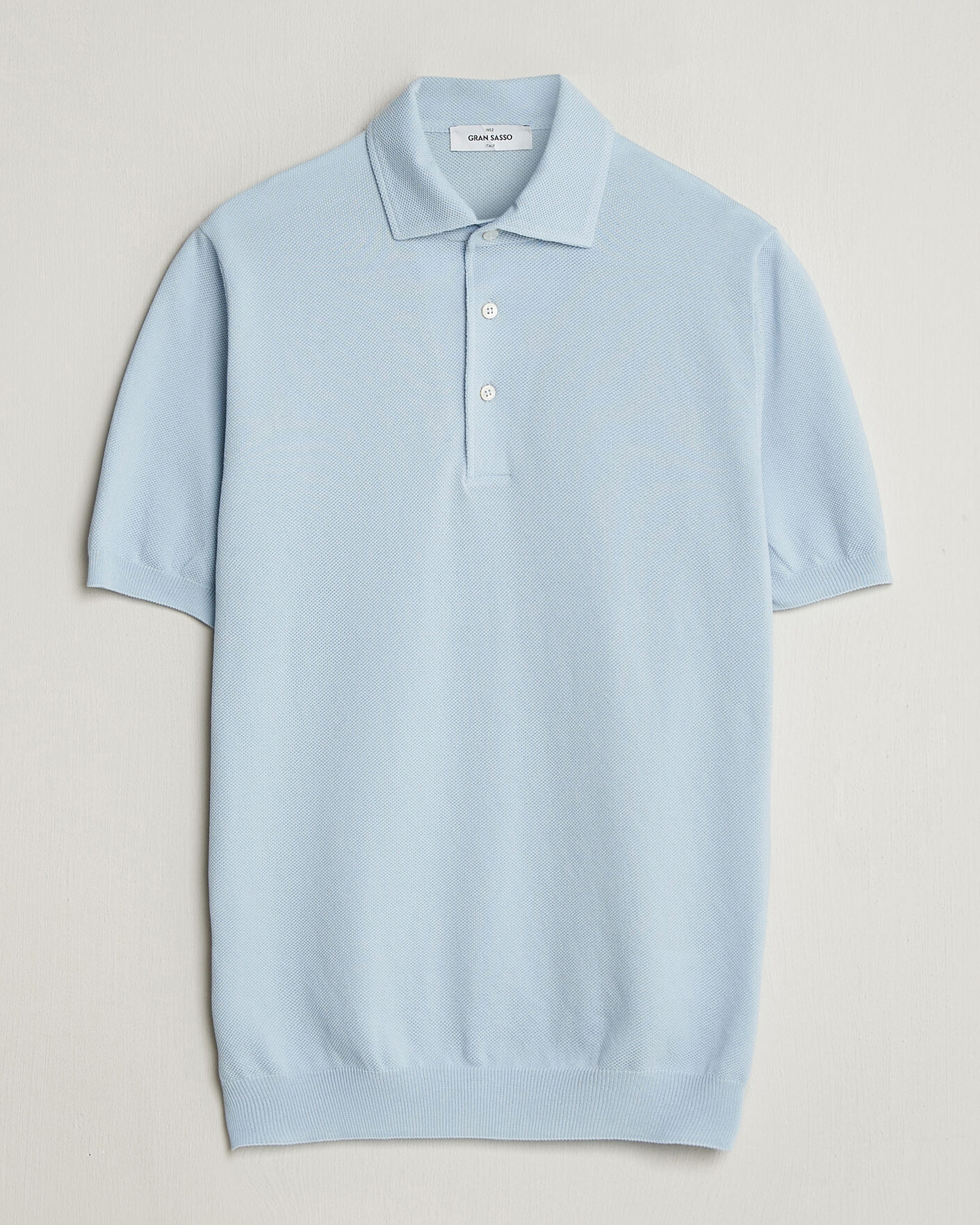 Heren | Polo's | Gran Sasso | Cotton Textured Knitted Polo Light Blue