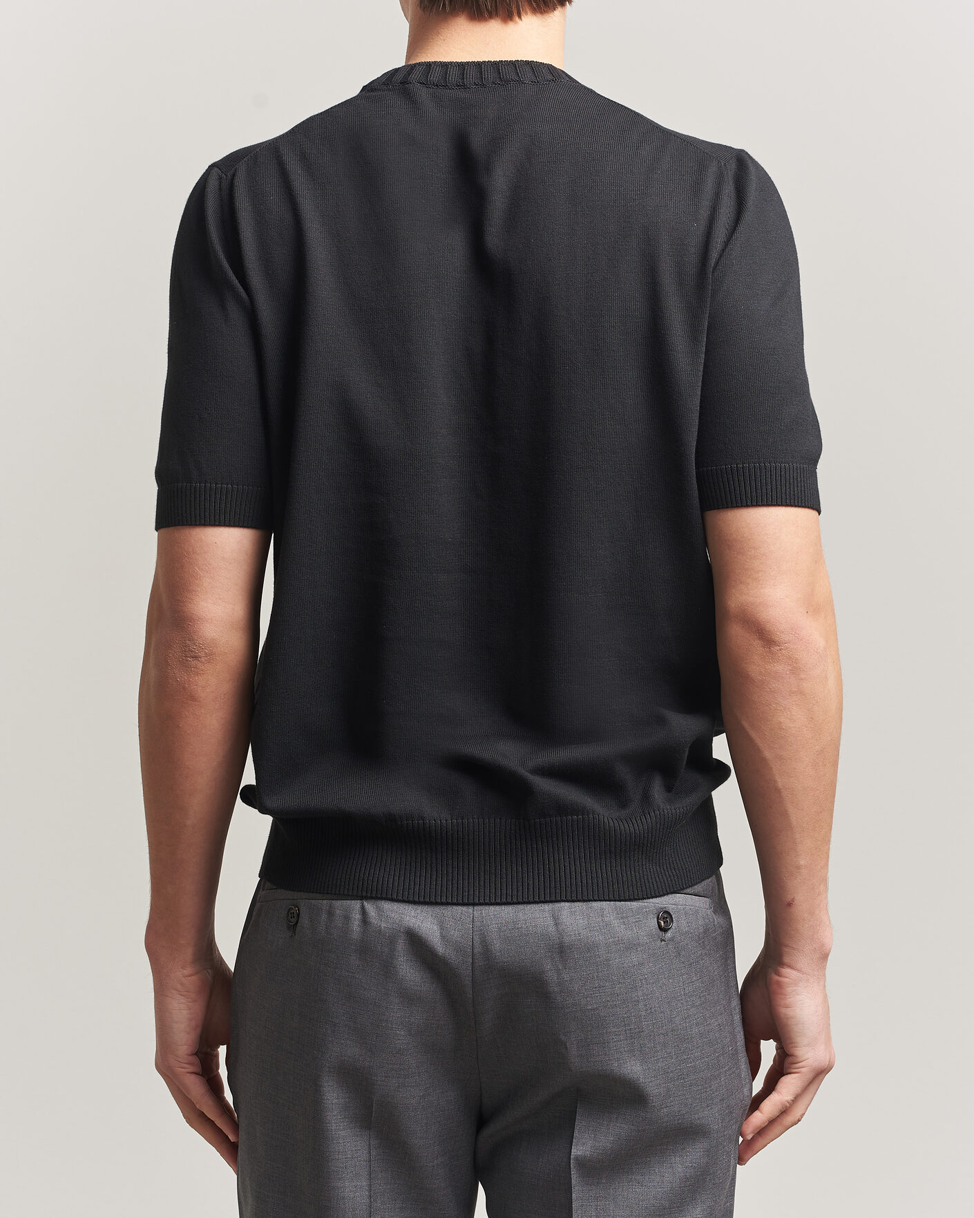 Heren | T-shirts | Gran Sasso | Cotton Heavy Knitted Crew Neck T-Shirt Black