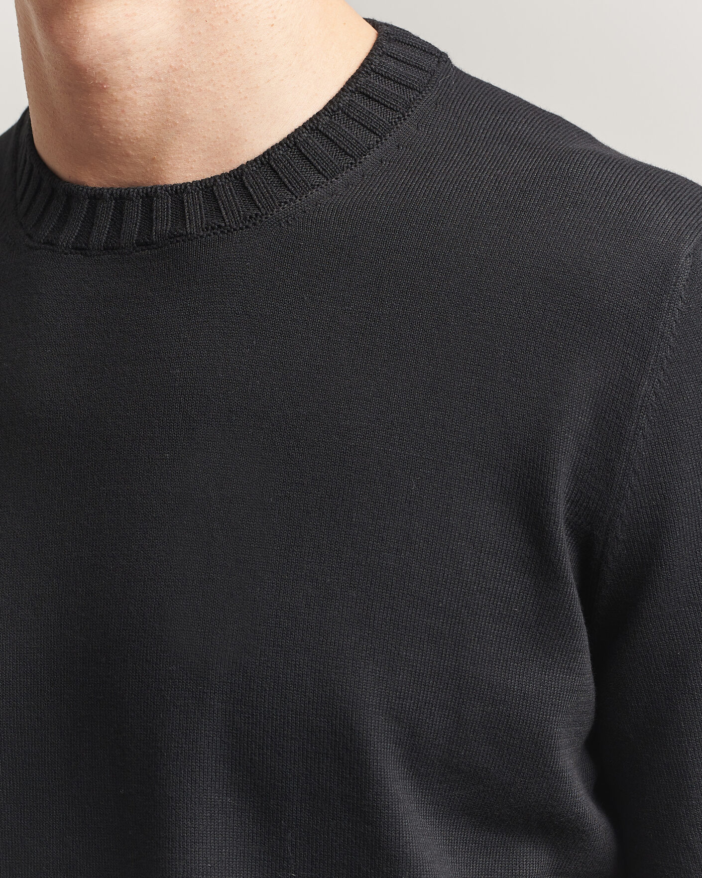 Heren | T-shirts | Gran Sasso | Cotton Heavy Knitted Crew Neck T-Shirt Black