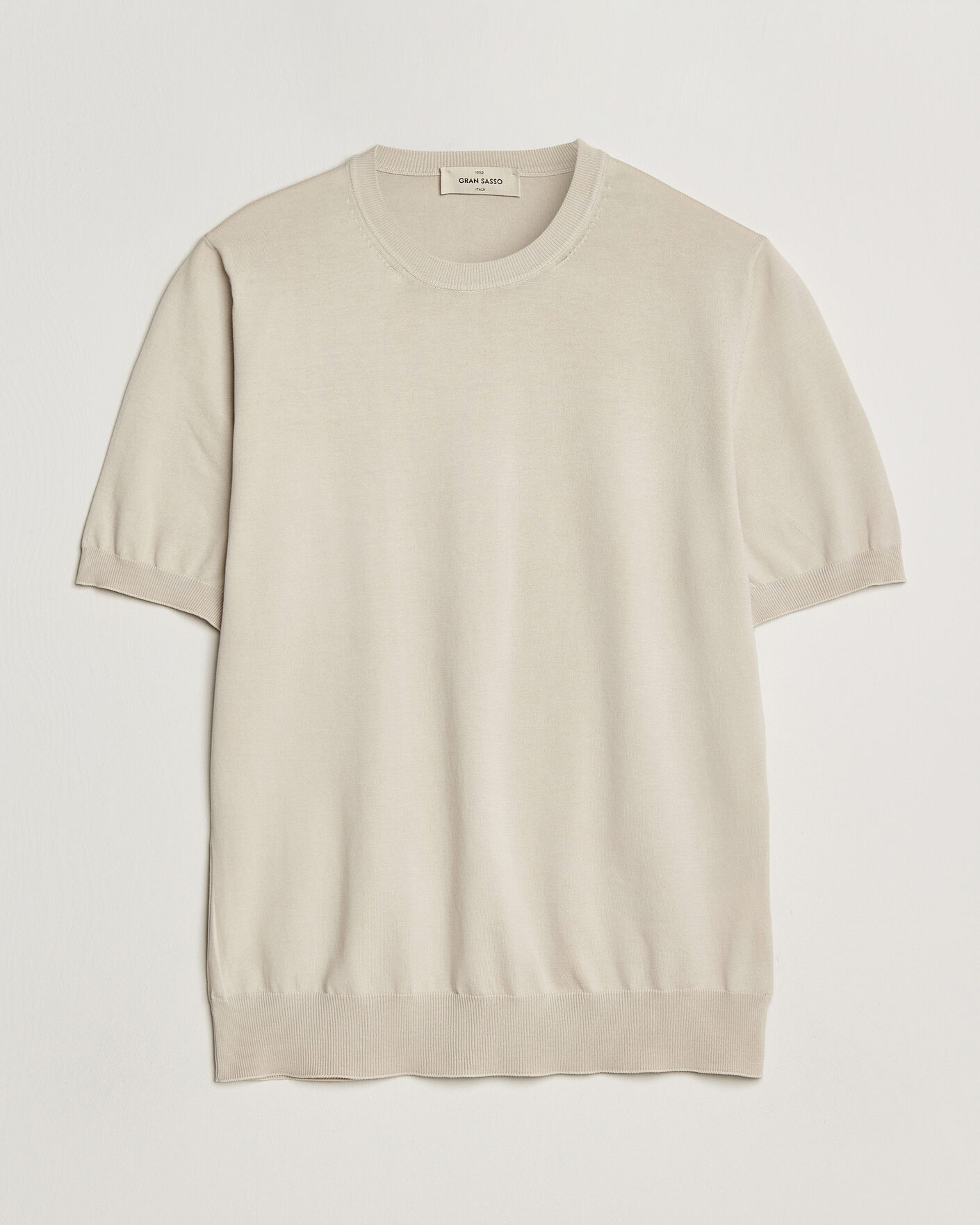 Heren | T-shirts | Gran Sasso | Cotton Knitted Crew Neck T-Shirt Beige Melange