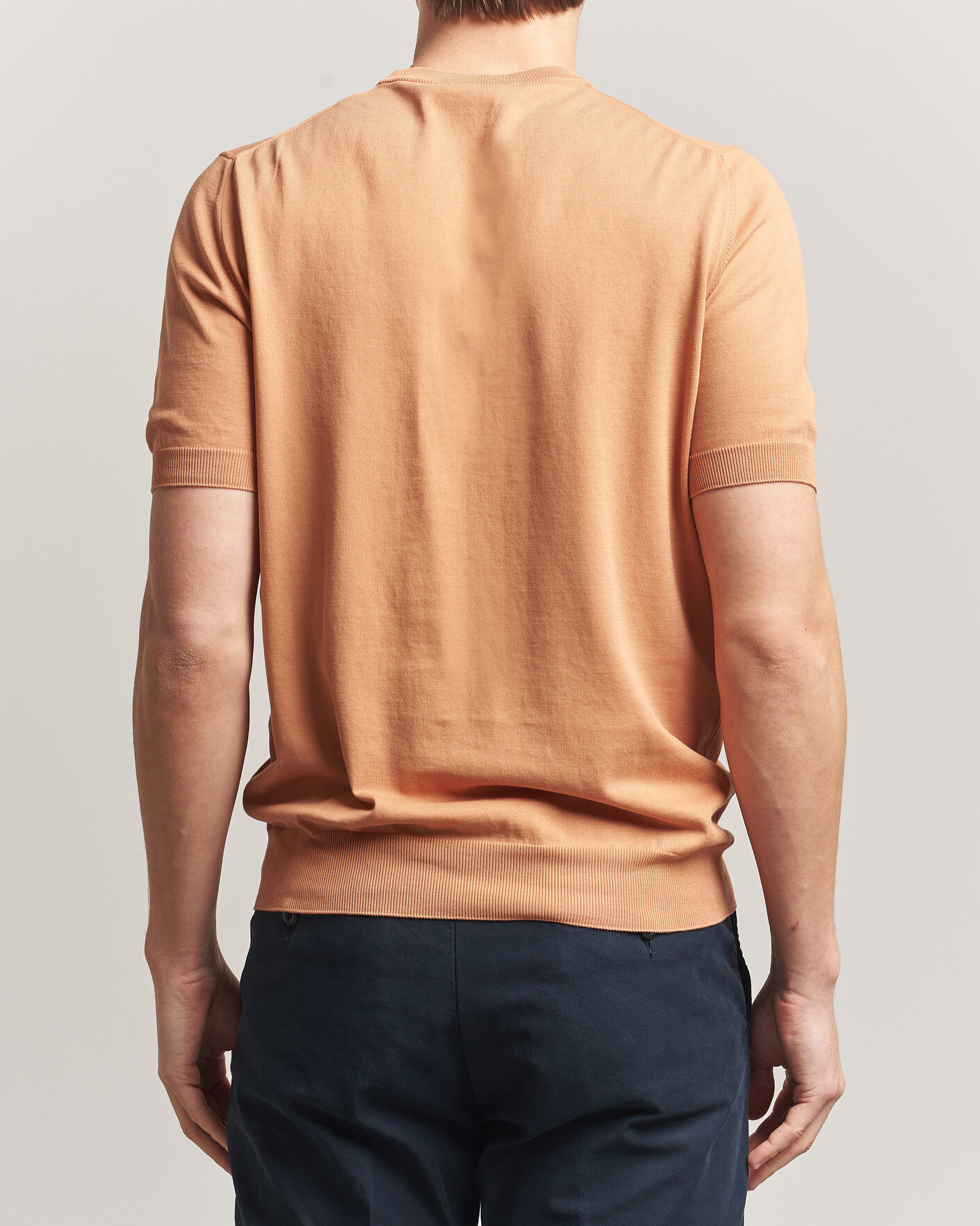 Heren | T-shirts | Gran Sasso | Cotton Knitted Crew Neck T-Shirt Apricot Orange Melange
