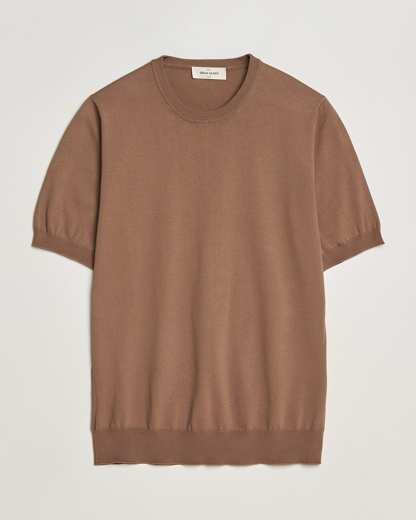 Heren | T-shirts | Gran Sasso | Cotton Knitted Crew Neck T-Shirt Brown