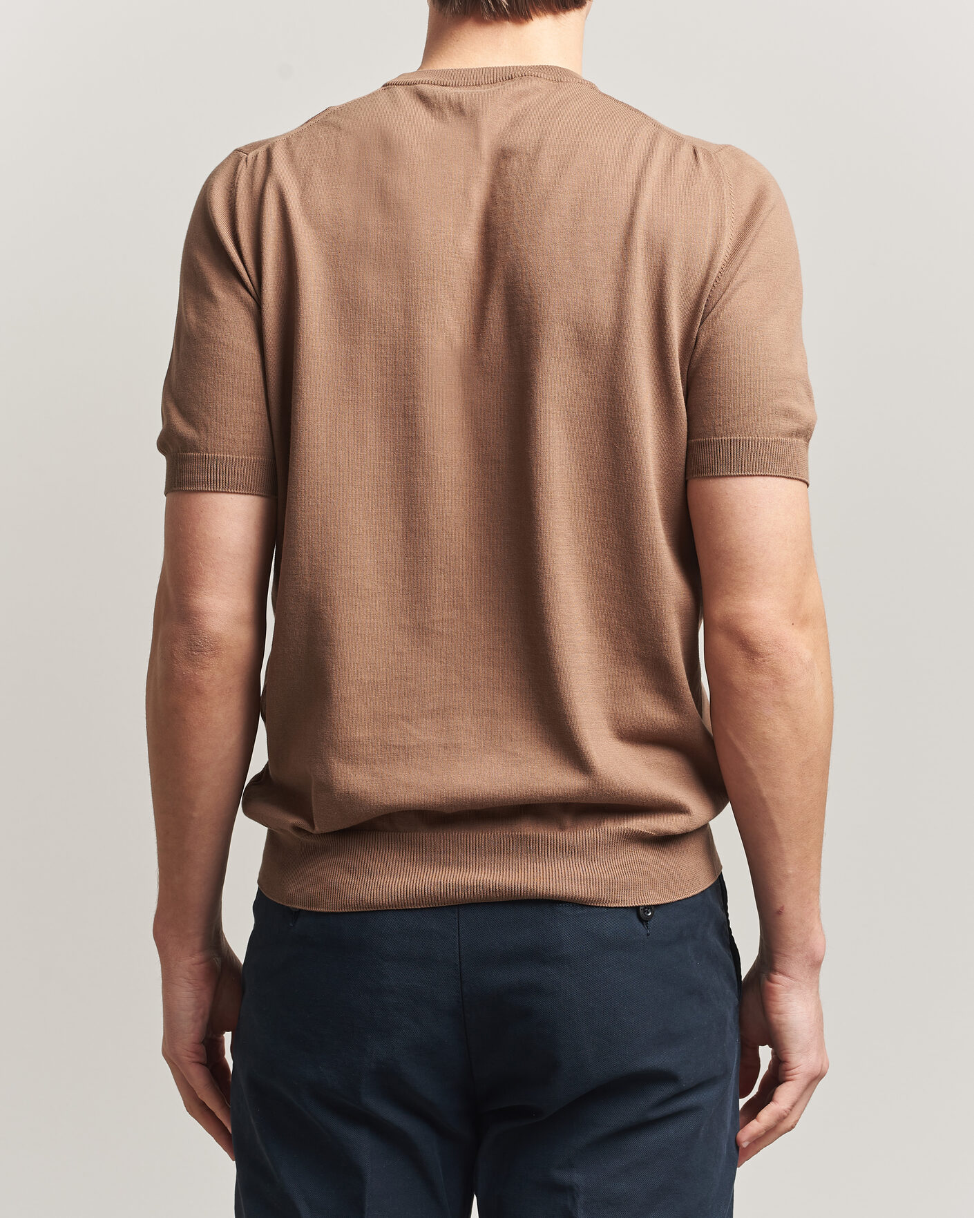 Heren | T-shirts | Gran Sasso | Cotton Knitted Crew Neck T-Shirt Brown