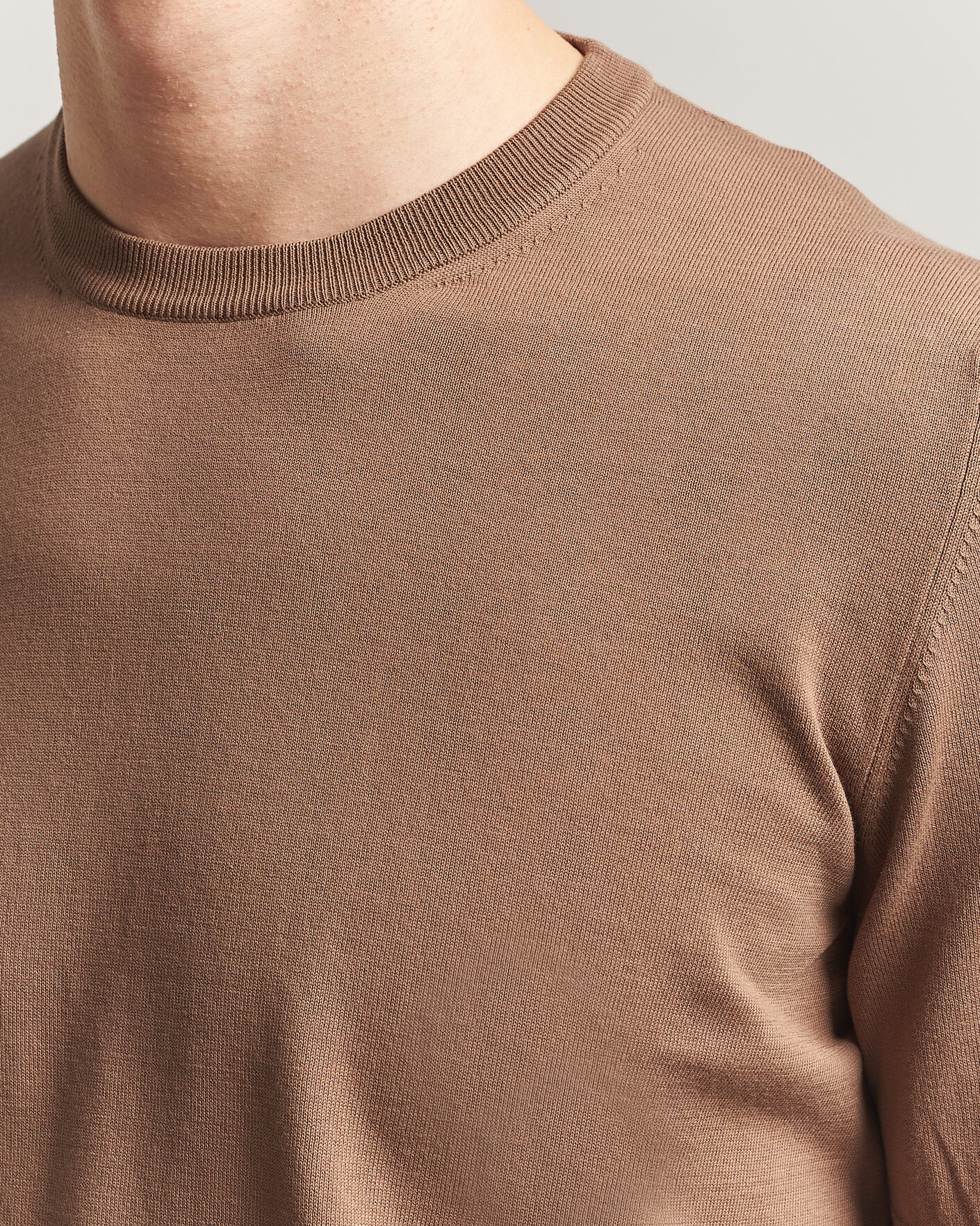 Heren | T-shirts | Gran Sasso | Cotton Knitted Crew Neck T-Shirt Brown