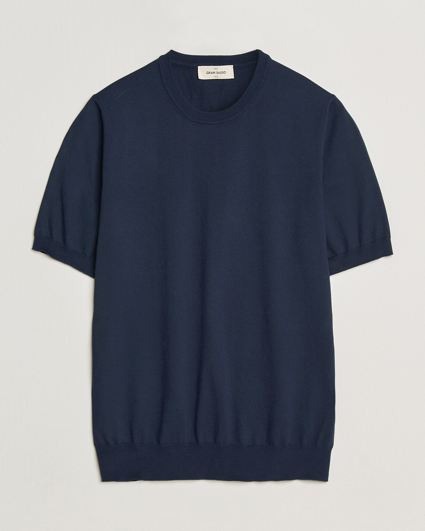 Heren | T-shirts | Gran Sasso | Cotton Knitted Crew Neck T-Shirt Navy