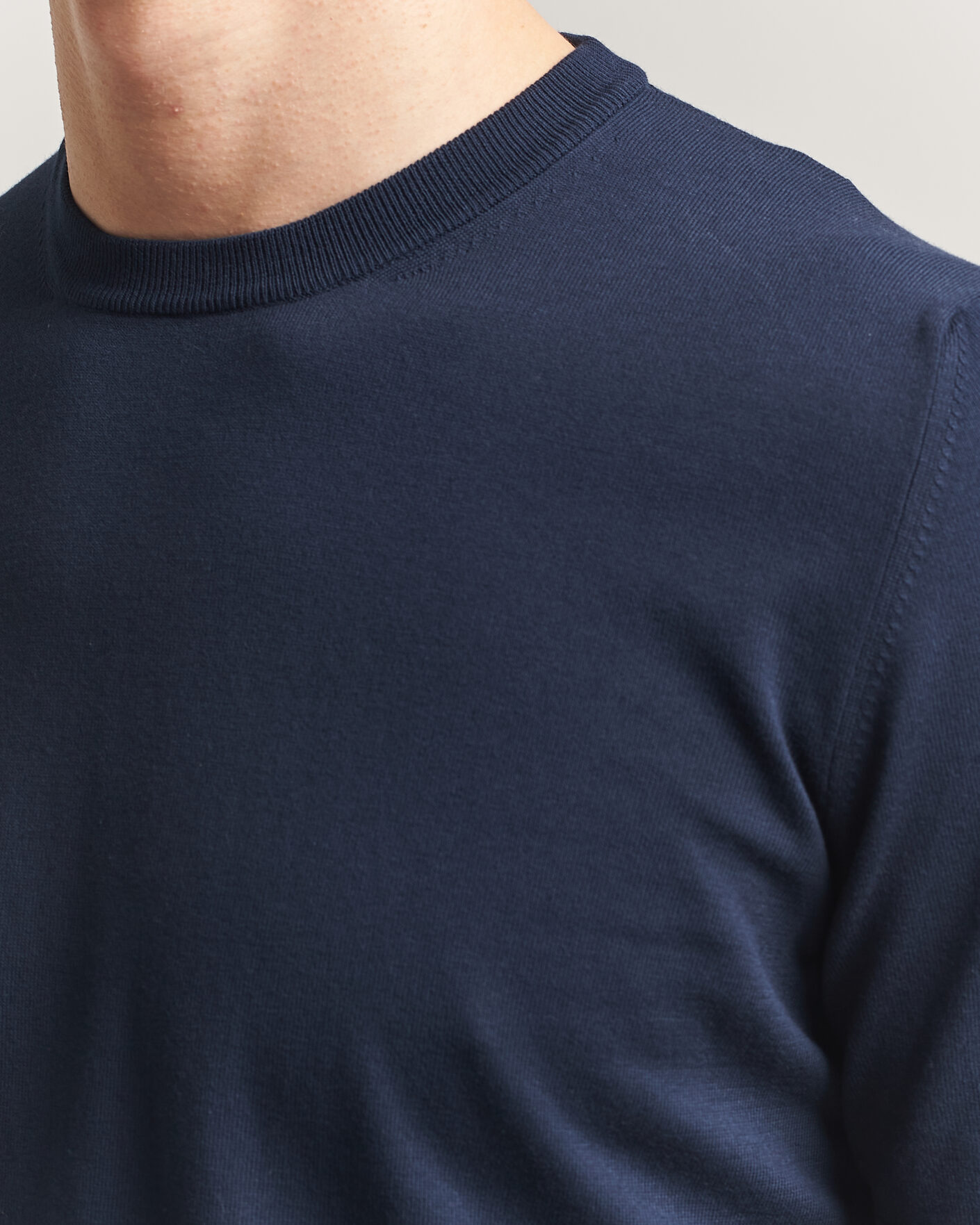 Heren | T-shirts | Gran Sasso | Cotton Knitted Crew Neck T-Shirt Navy