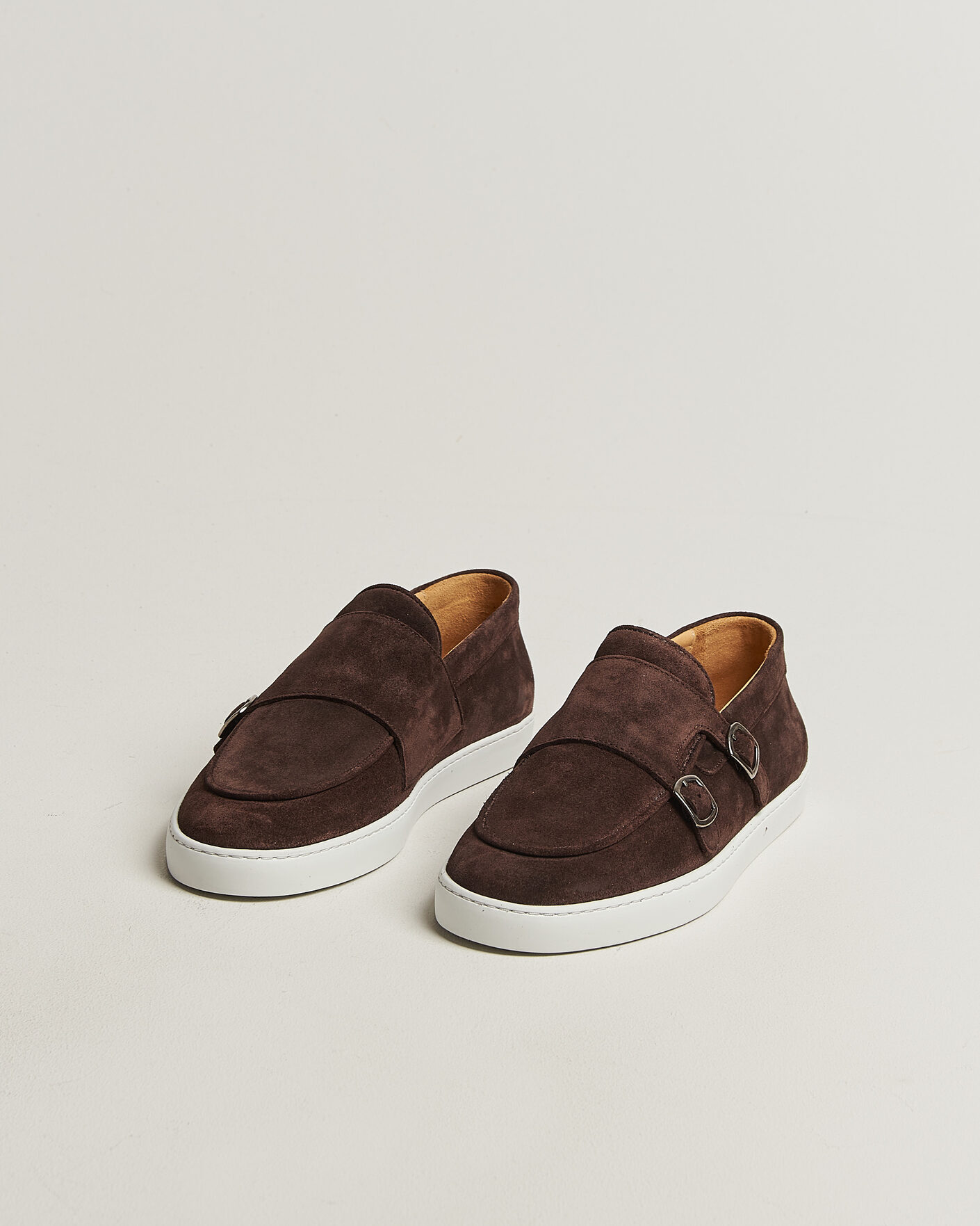 Heren | Instappers | Fliteless | Suede Monk Strap Sneaker Loafer Dark Brown
