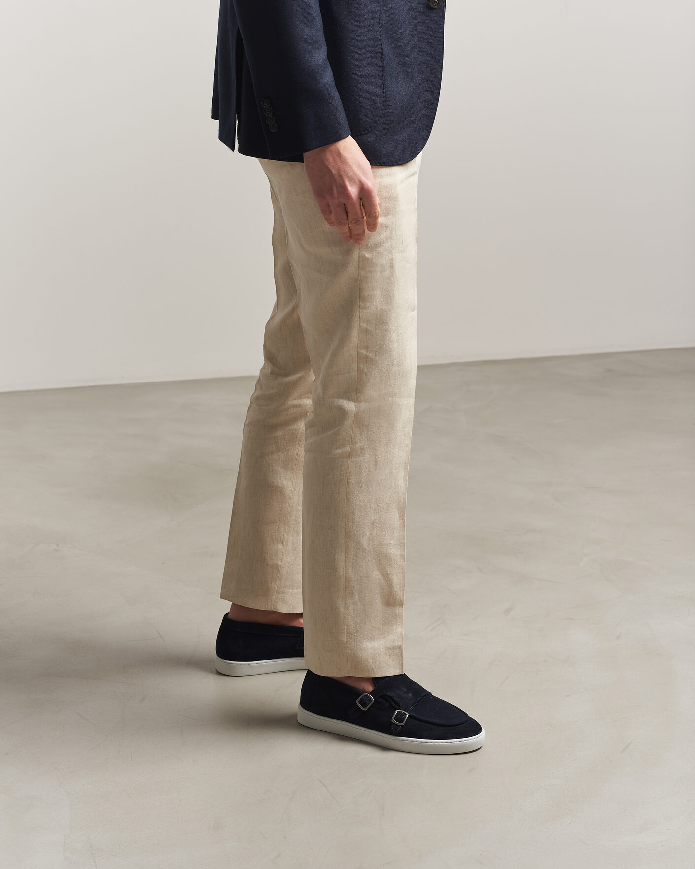 Heren | Instappers | Fliteless | Suede Monk Strap Sneaker Loafer Navy