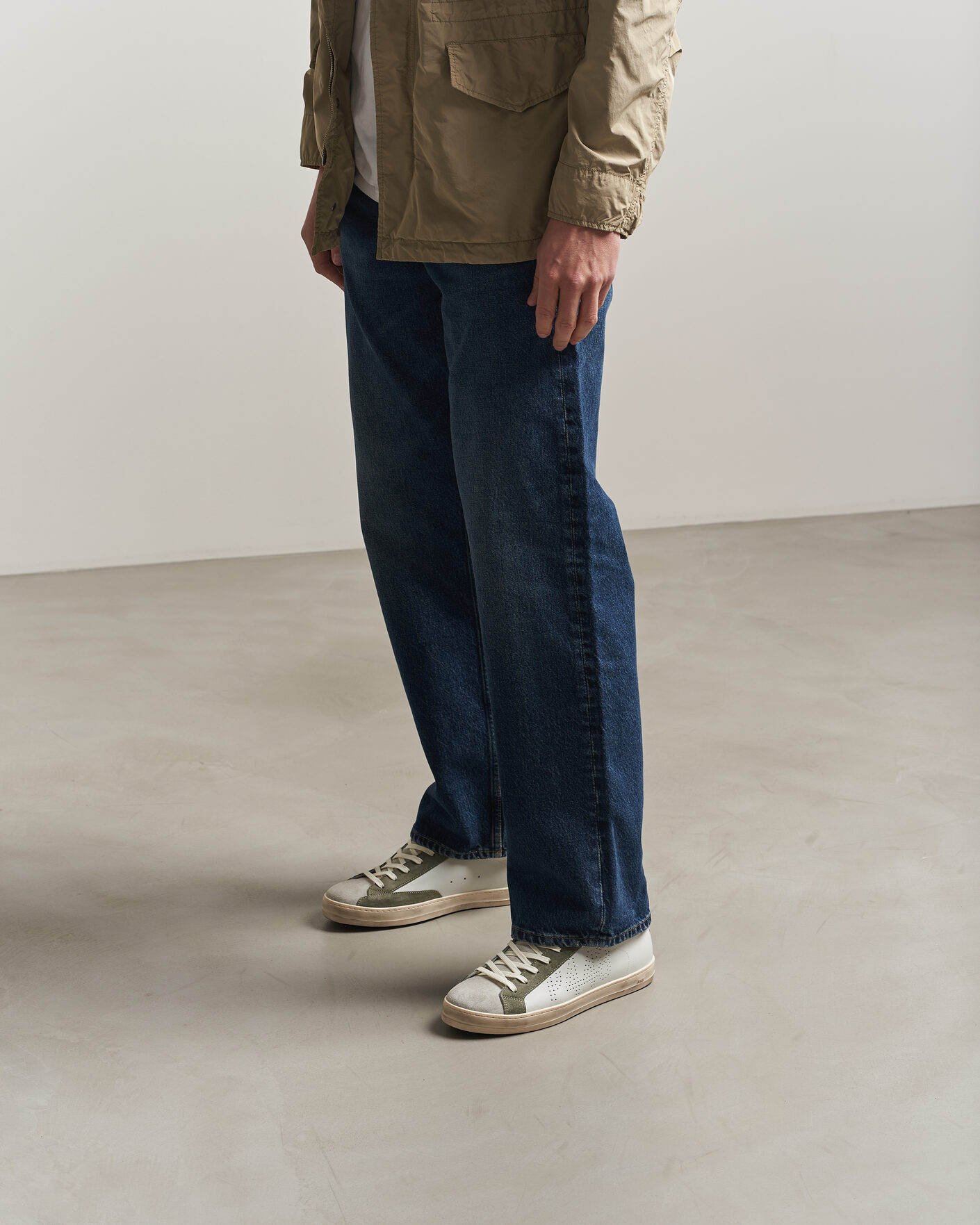 Heren | Sneakers | P448 | John Leather/Suede Sneaker White/Olive/Grey