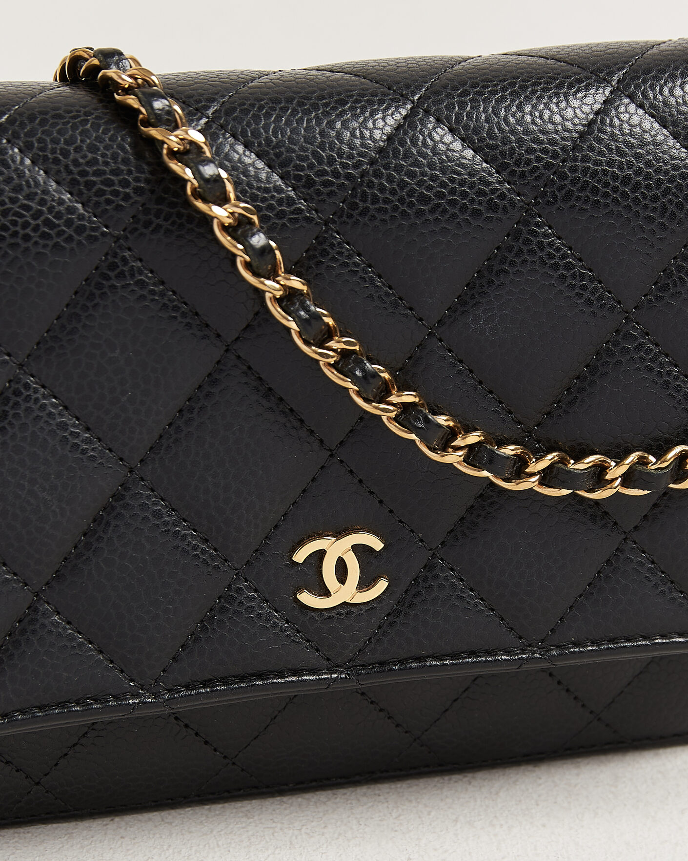 Heren | Pre-Owned & Vintage Bags | Chanel Pre-Owned | Wallet On Chain Caviar Leather Black