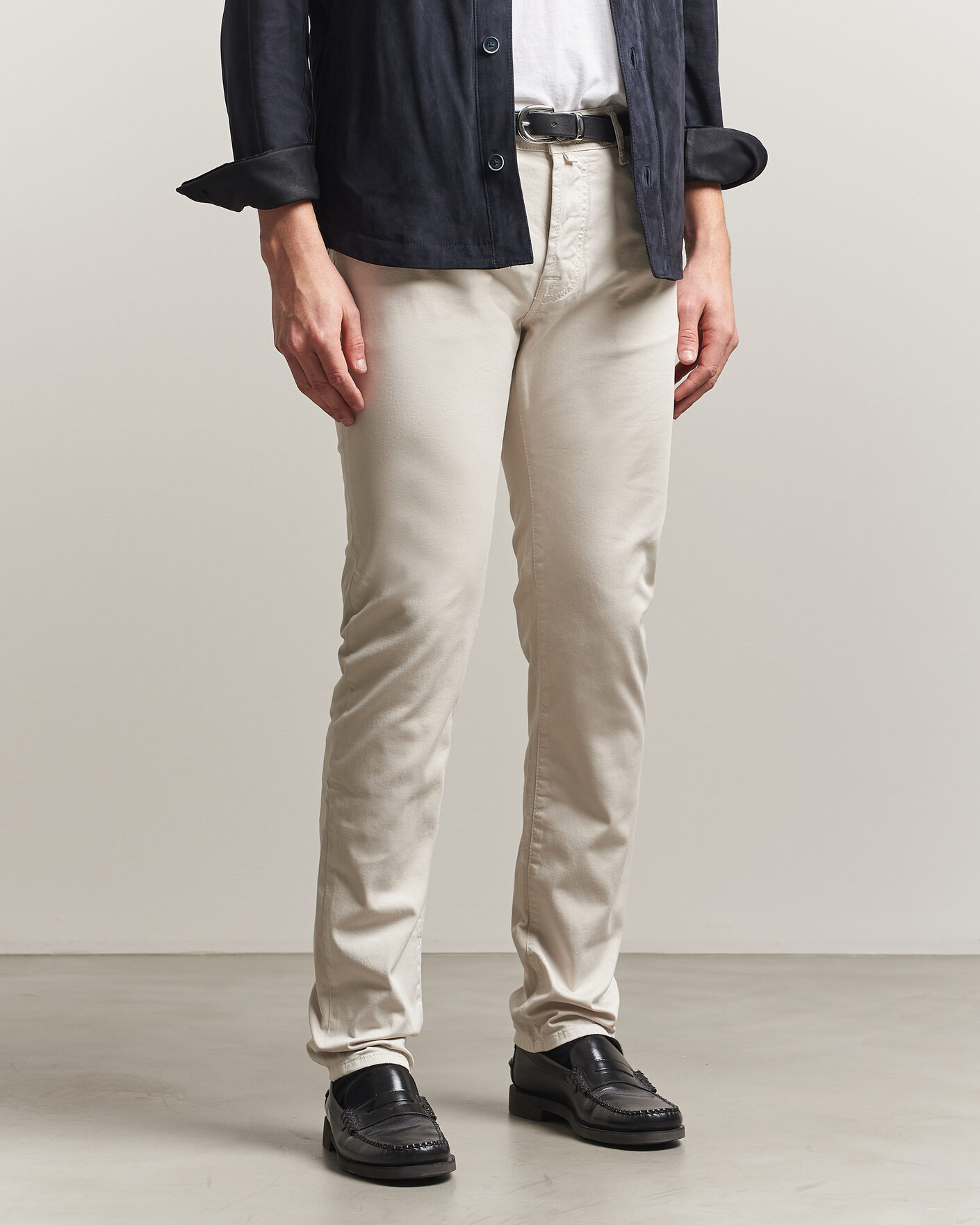 Heren | Broeken | Jacob Cohën | Bard Garment Dyed Gabardine Trousers Off White