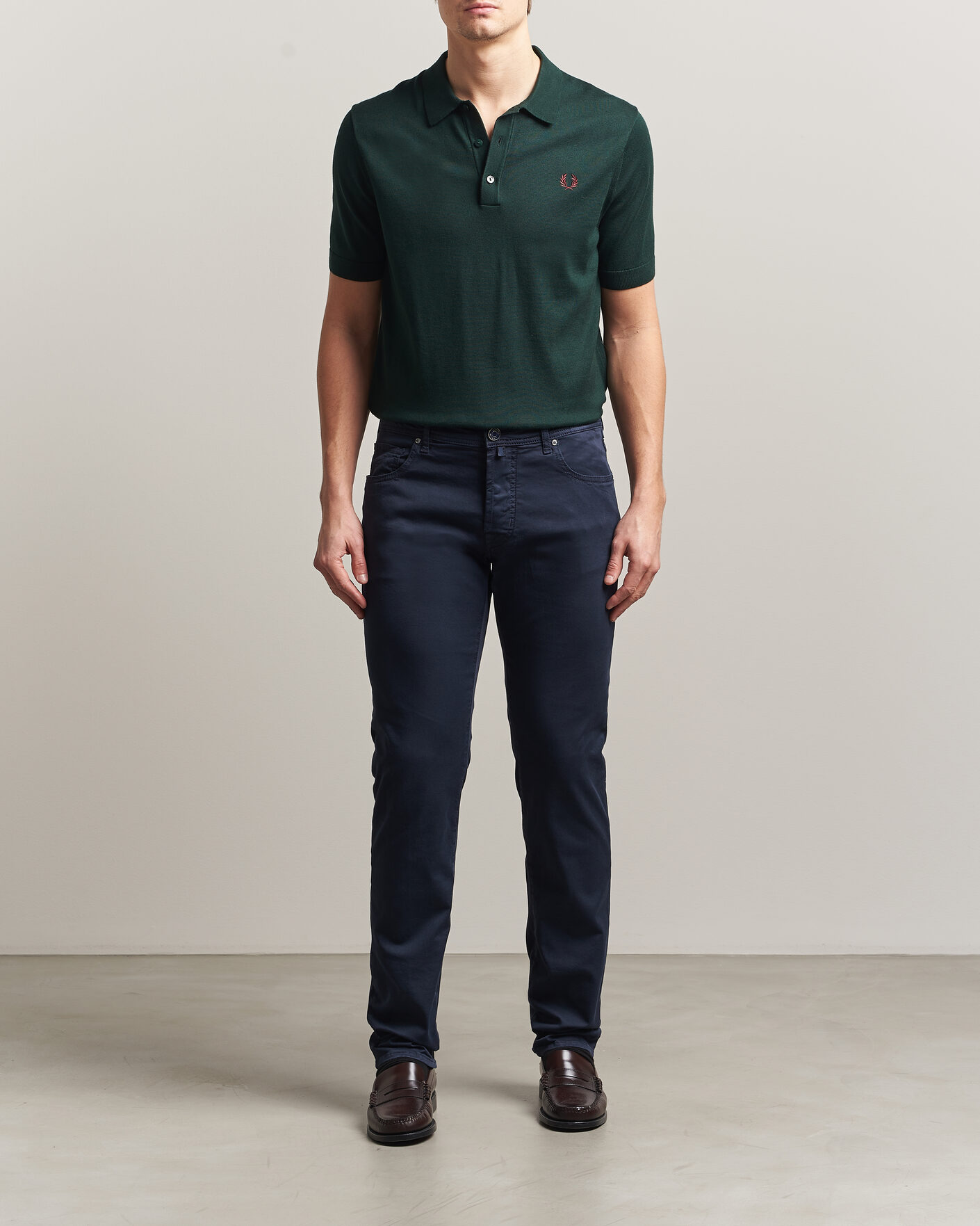Heren | Broeken | Jacob Cohën | Bard Garment Dyed Gabardine Trousers Navy Blue