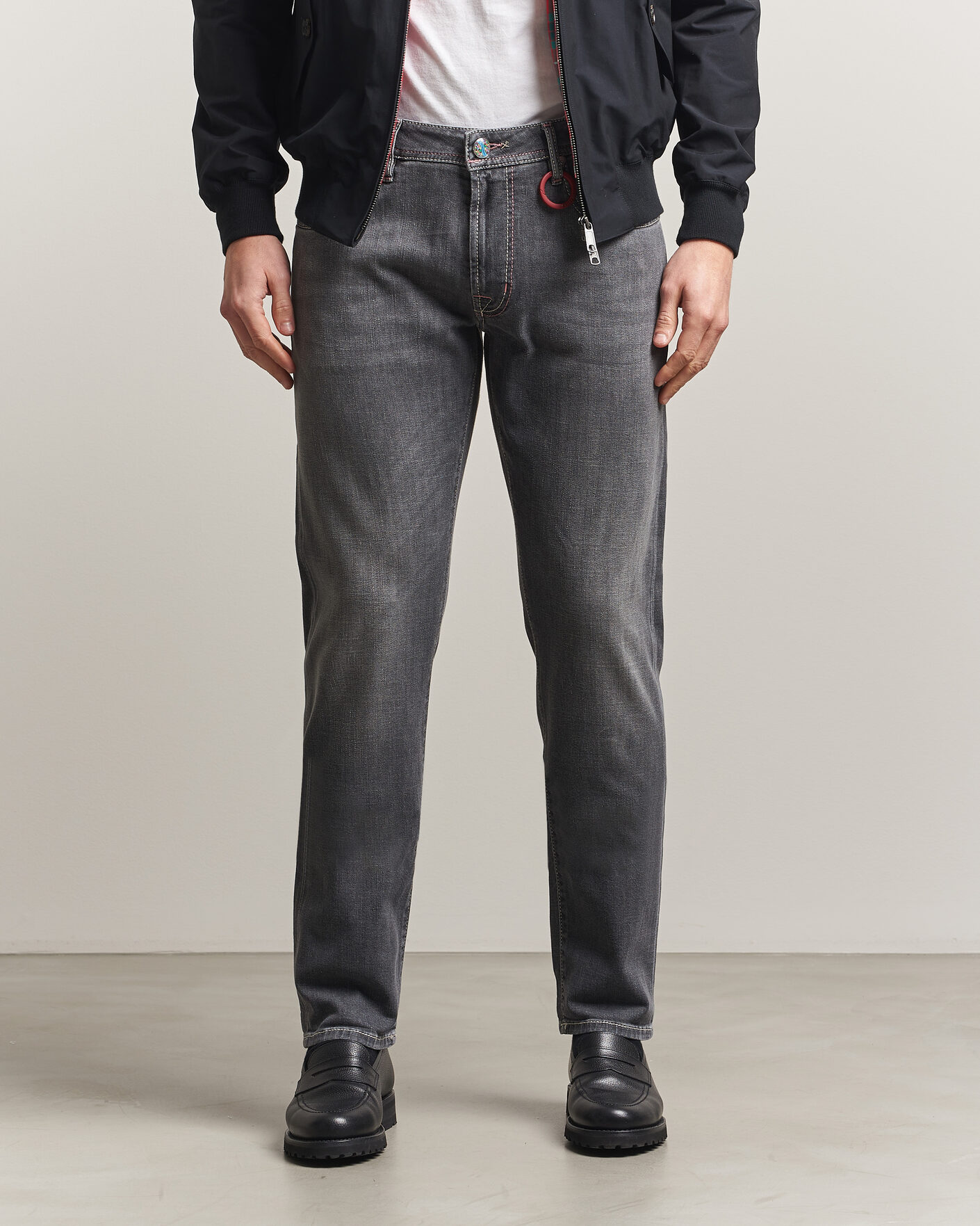 Heren | Jeans | Tramarossa | Michelangelo Contrast Seam Stretch Jeans Dark Grey