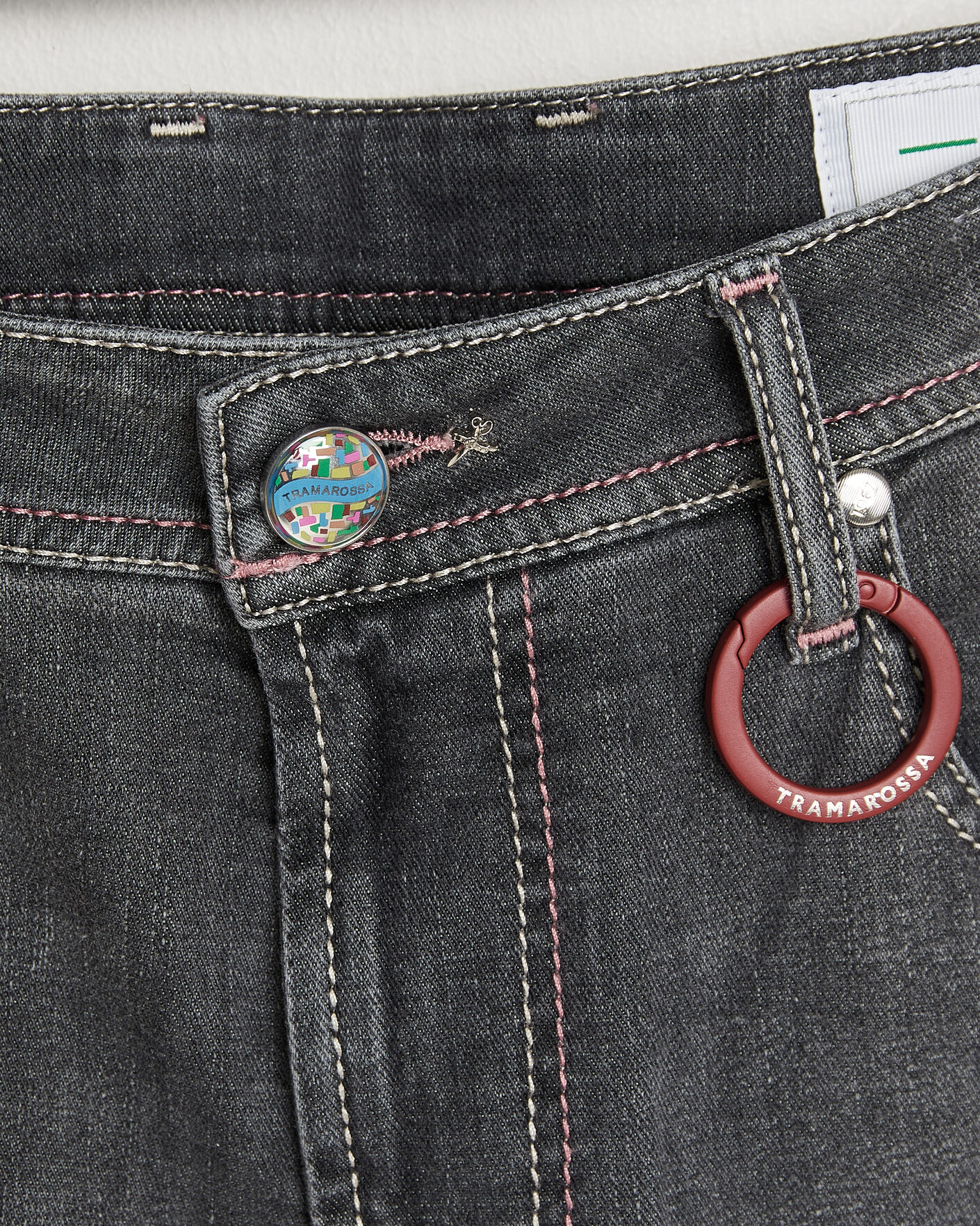 Heren | Jeans | Tramarossa | Michelangelo Contrast Seam Stretch Jeans Dark Grey