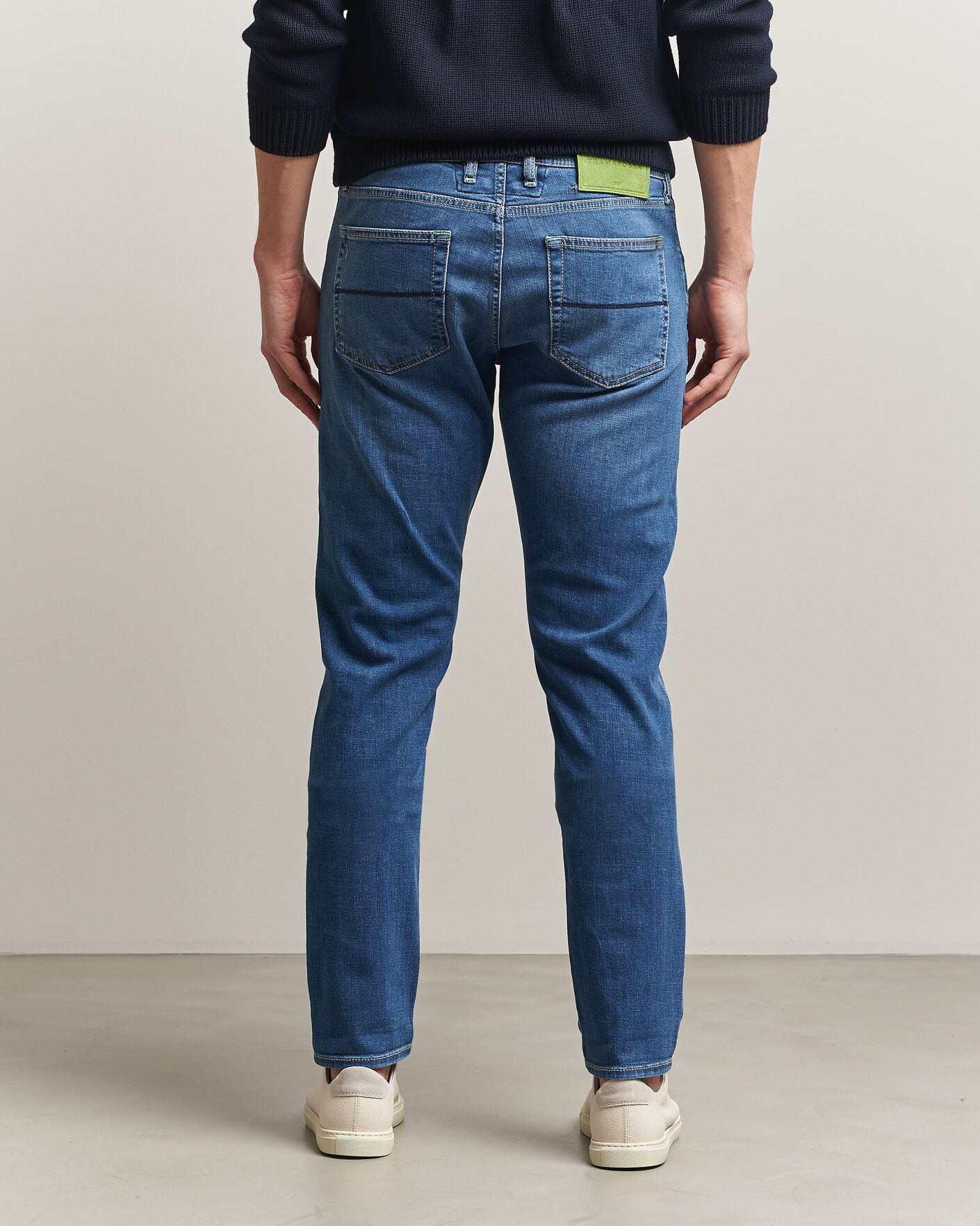 Heren | Jeans | Tramarossa | Michelangelo Contrast Seam Stretch Jeans Mid Blue