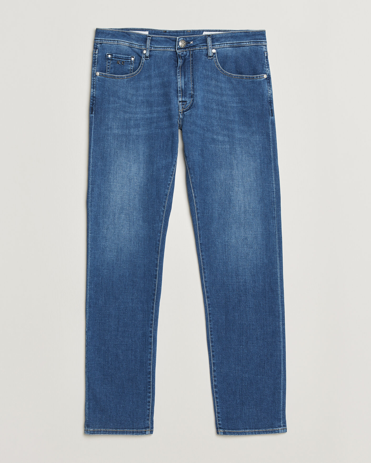 Heren | Jeans | Tramarossa | Michelangelo Contrast Seam Stretch Jeans Mid Blue