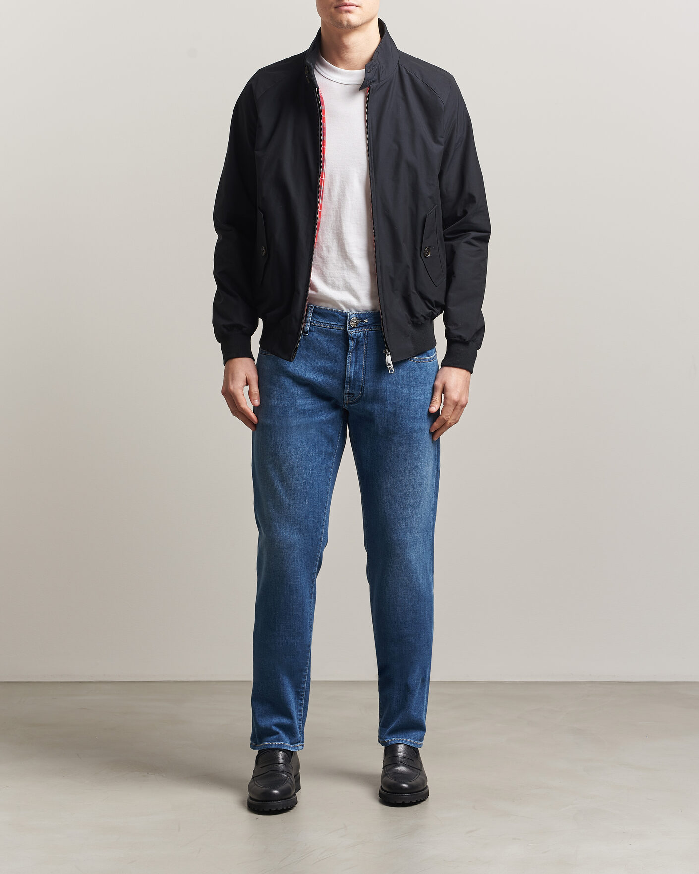 Heren | Jeans | Tramarossa | Michelangelo Contrast Seam Stretch Jeans Mid Blue