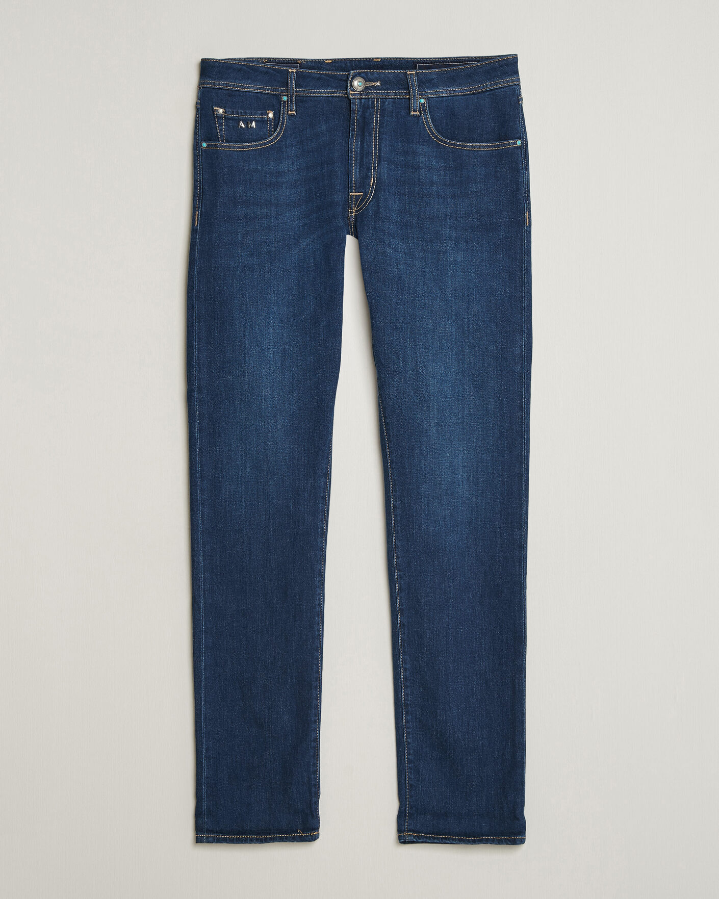 Heren | Jeans | Tramarossa | Michelangelo Western Badge Stretch Jeans Mid Blue