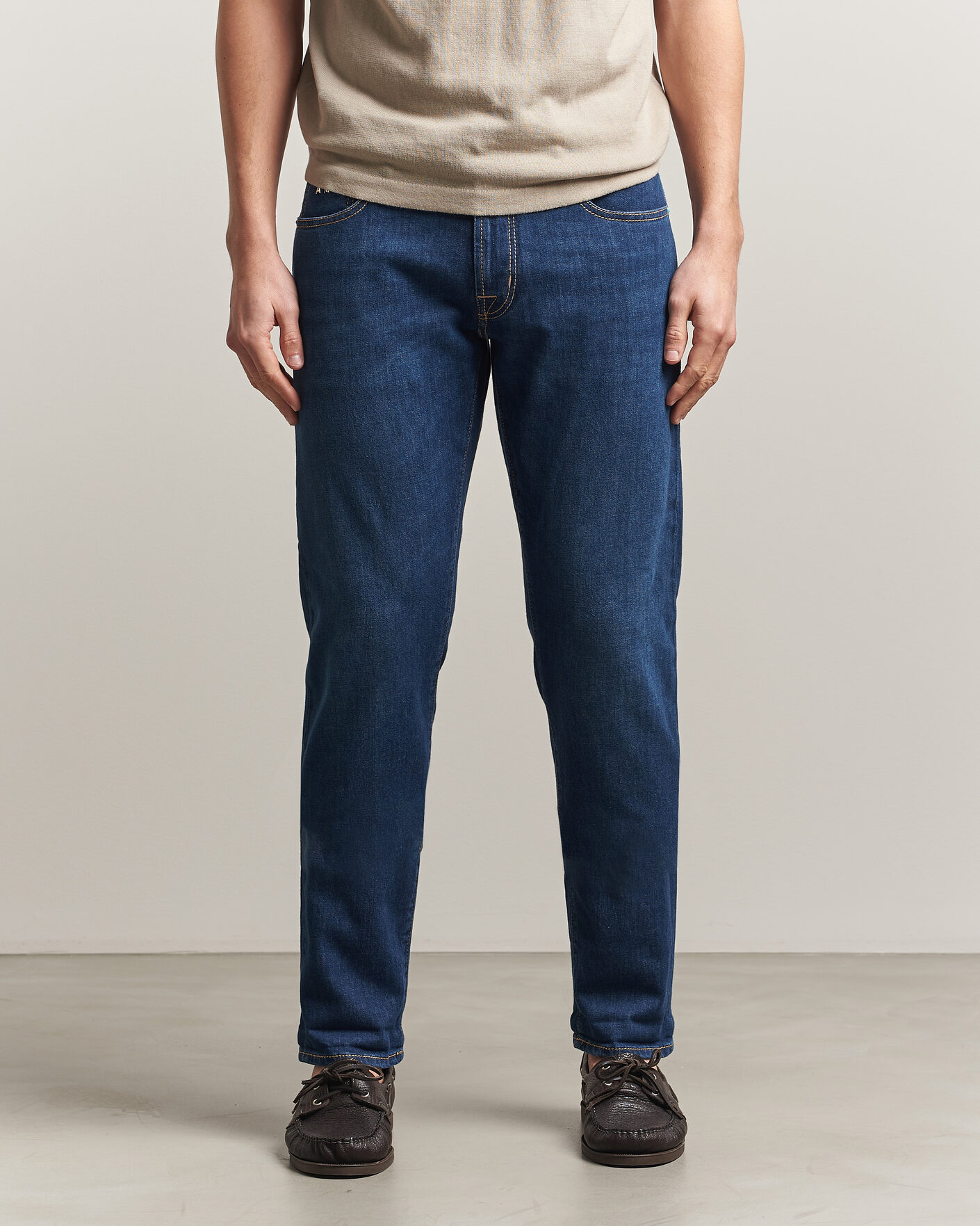 Heren | Jeans | Tramarossa | Michelangelo Western Badge Stretch Jeans Mid Blue