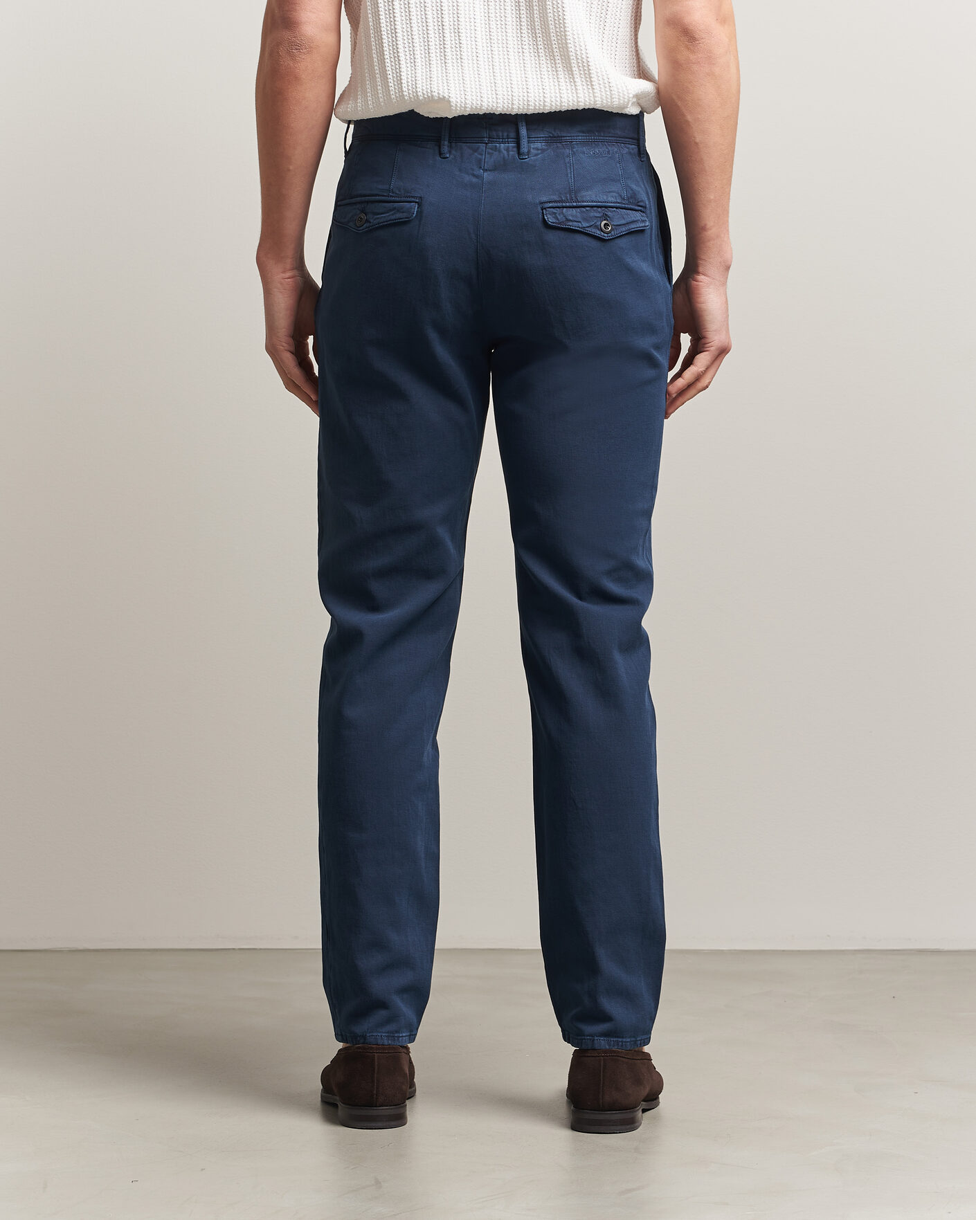 Heren | Broeken | Incotex | Tapered Fit Pleated Linen Slacks Navy