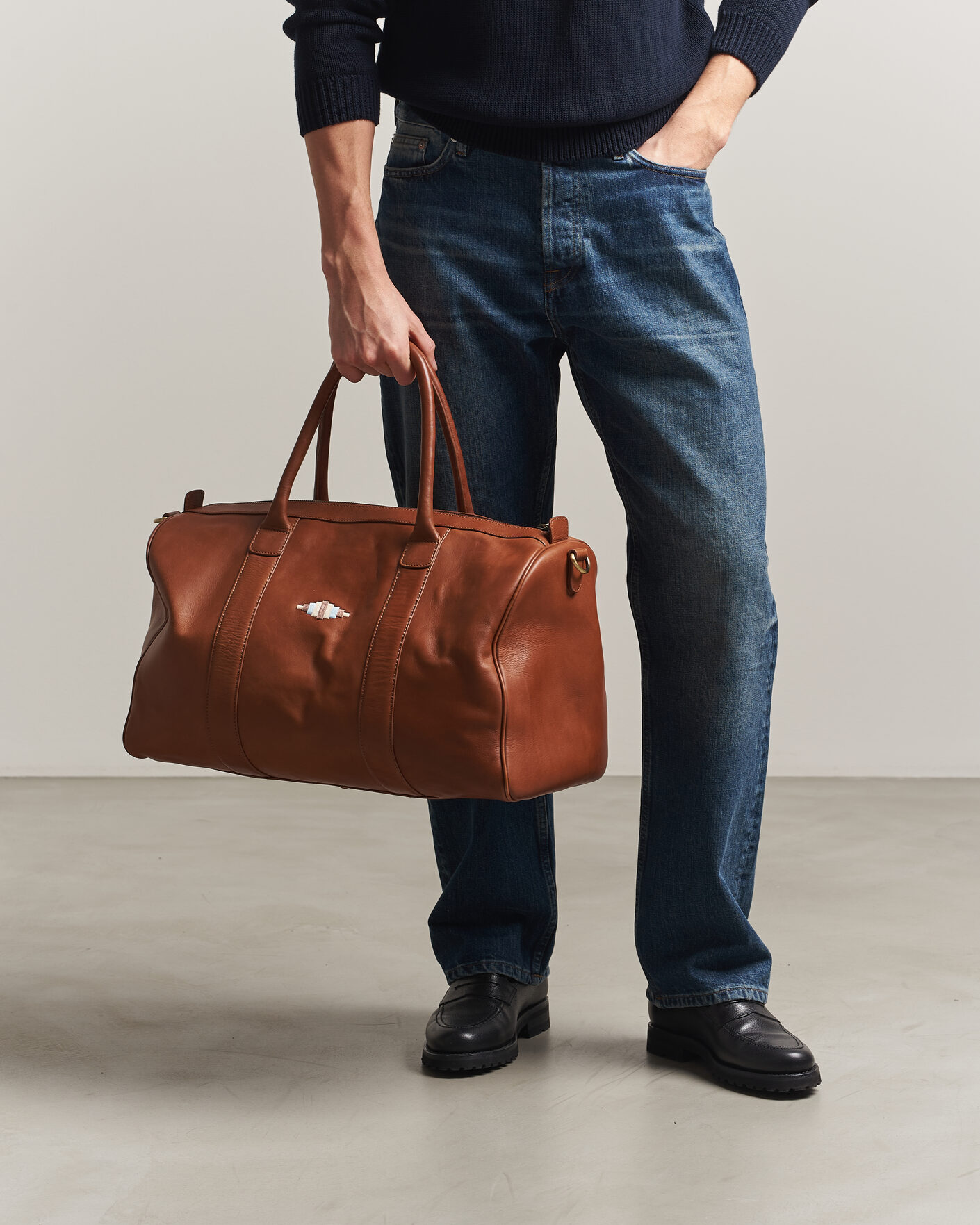 Heren | Tassen | Pampeano | Varon Small Leather Weekend Bag Tan