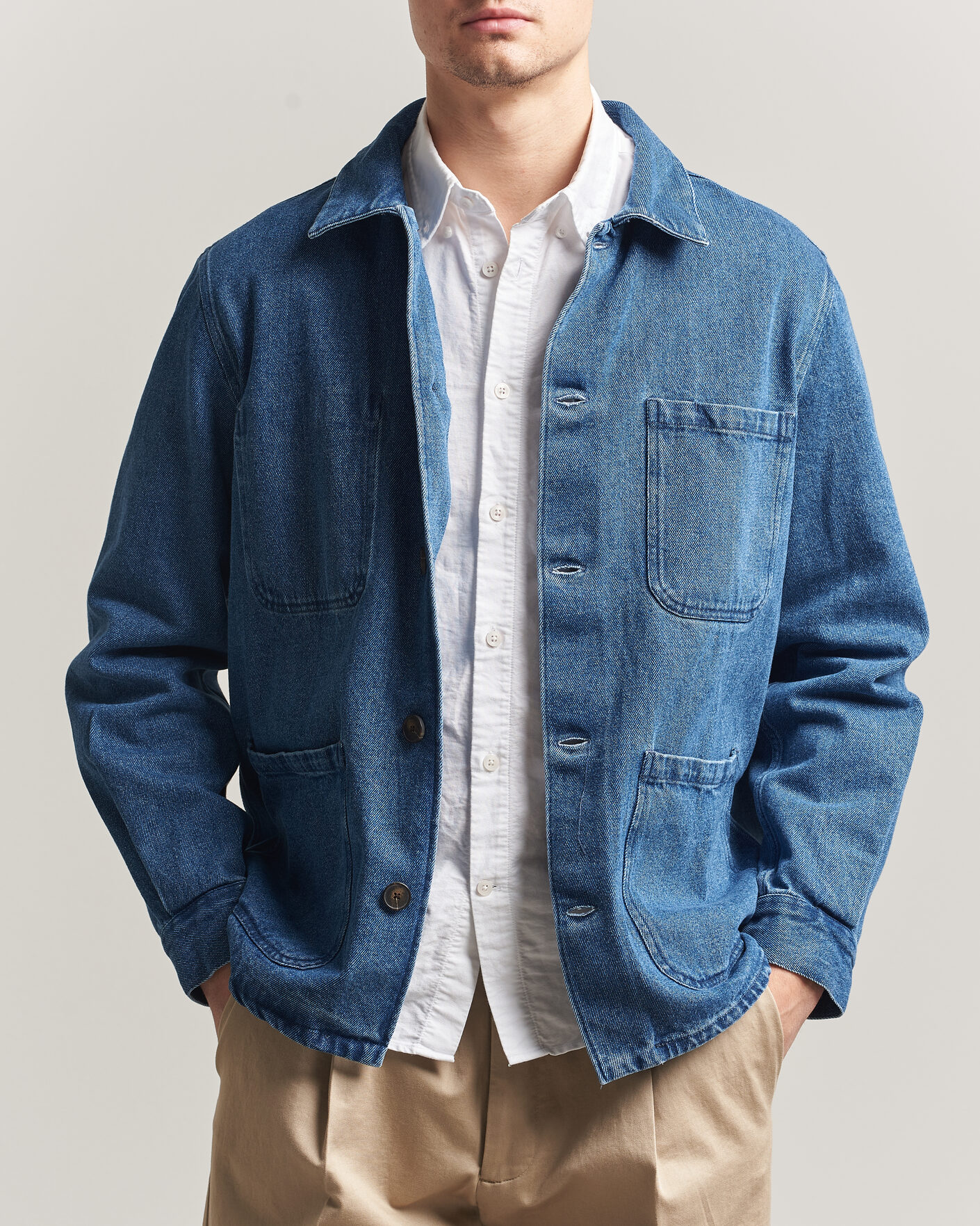 Heren | Overhemden | A Day's March | Algot Denim Overshirt Washed Blue