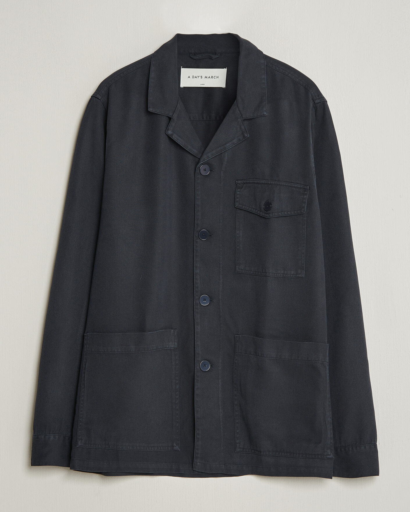 Heren | Overhemden | A Day's March | Banagher Lyocell Overshirt Navy