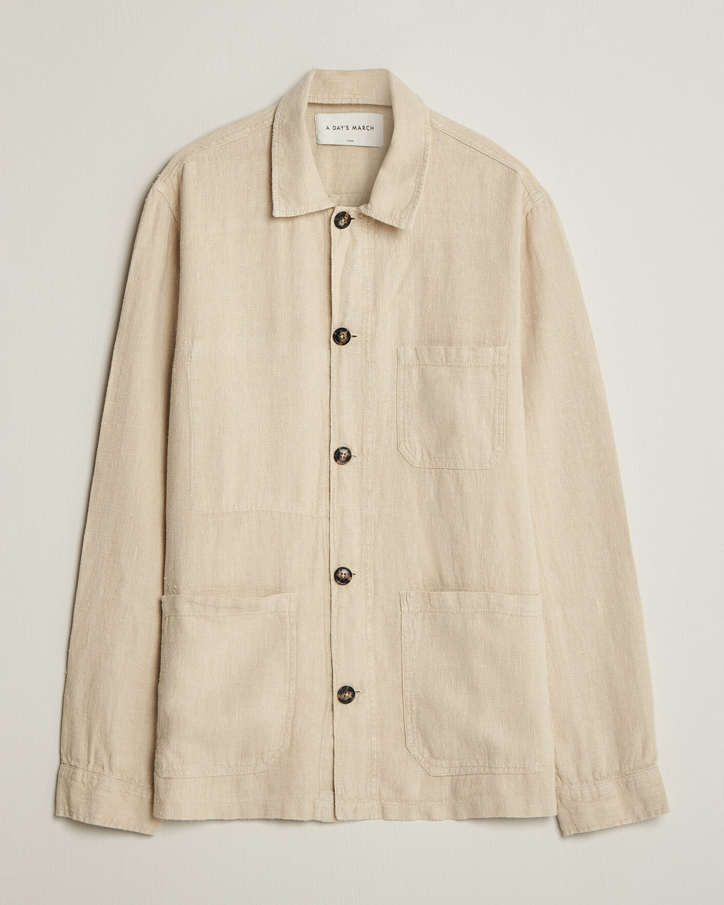 Heren | Overhemden | A Day's March | Original Linen Overshirt Oyster