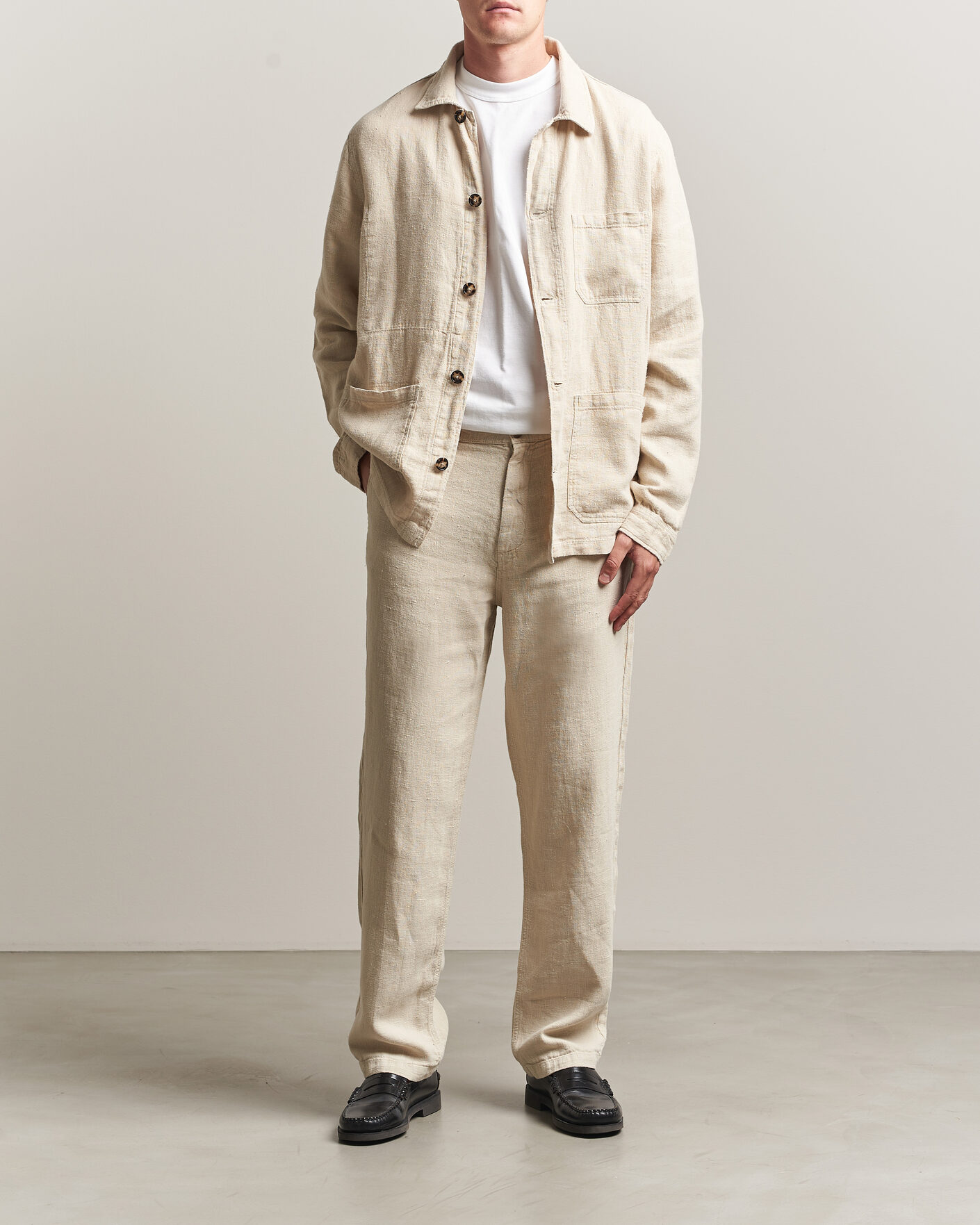 Heren | Overhemden | A Day's March | Original Linen Overshirt Oyster
