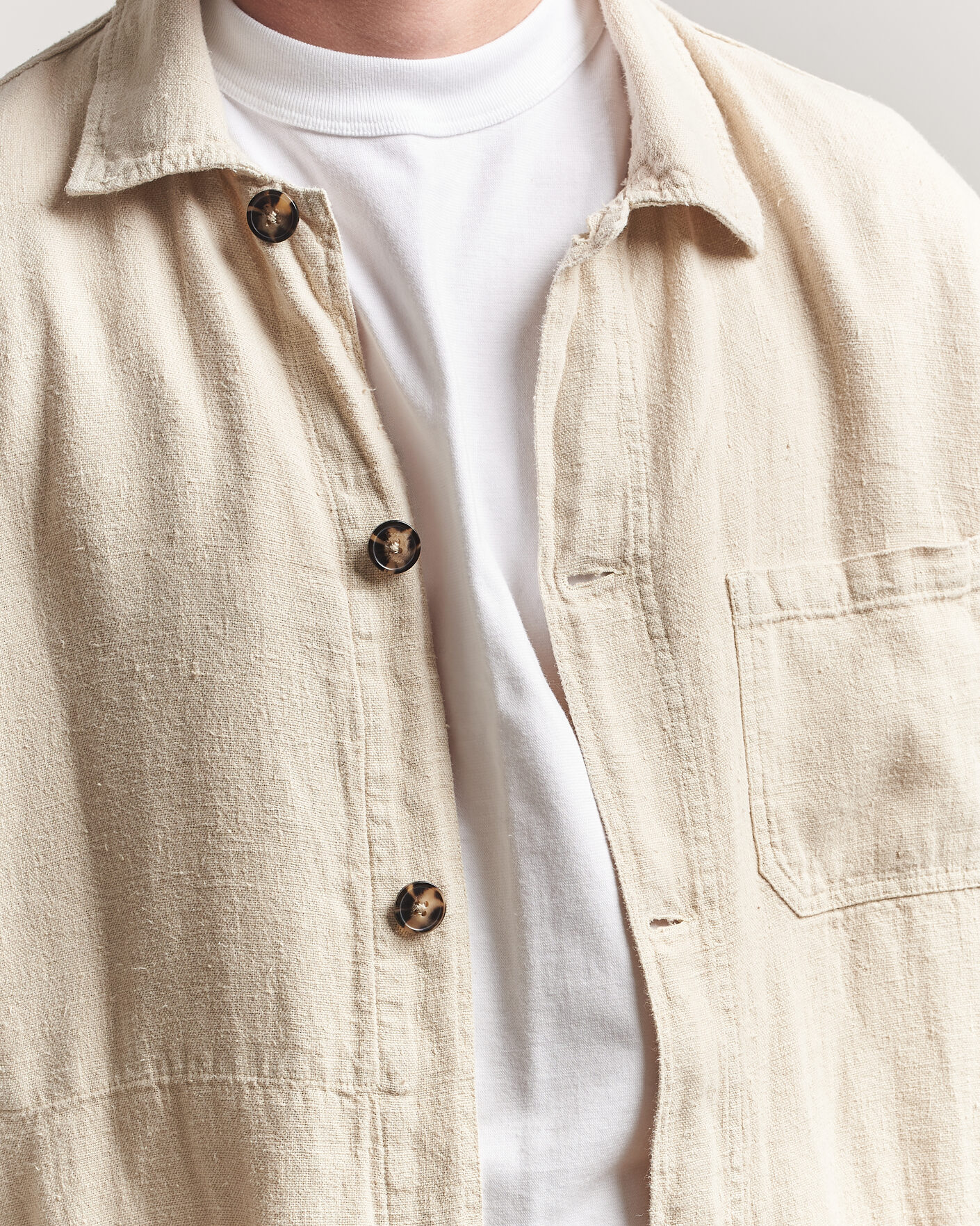 Heren | Overhemden | A Day's March | Original Linen Overshirt Oyster