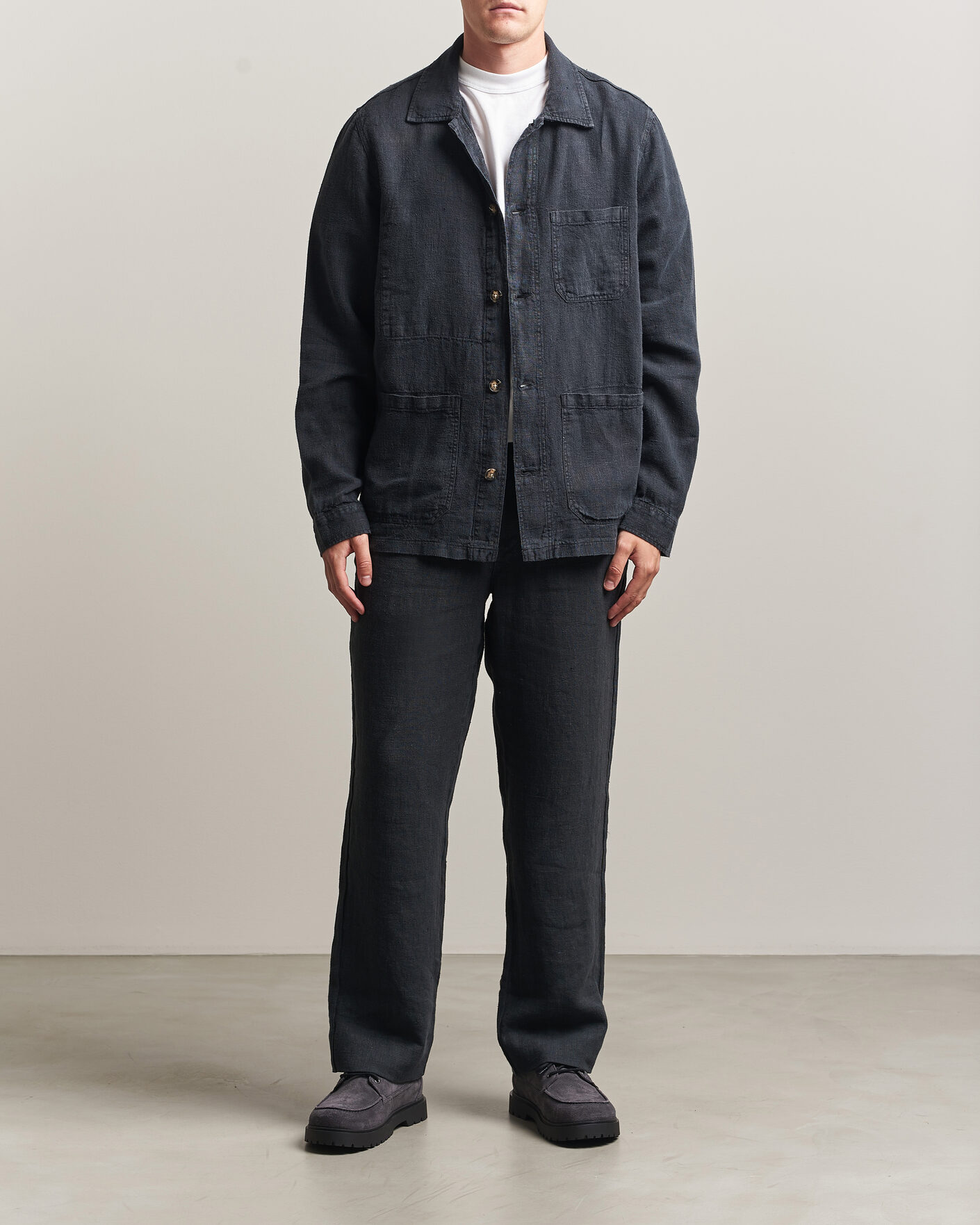 Heren | Overhemden | A Day's March | Original Linen Overshirt Black