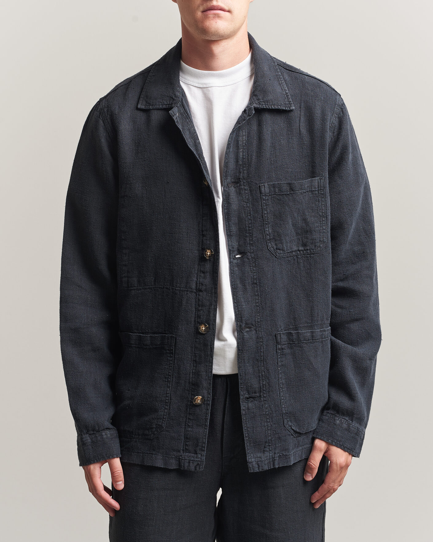 Heren | Overhemden | A Day's March | Original Linen Overshirt Black